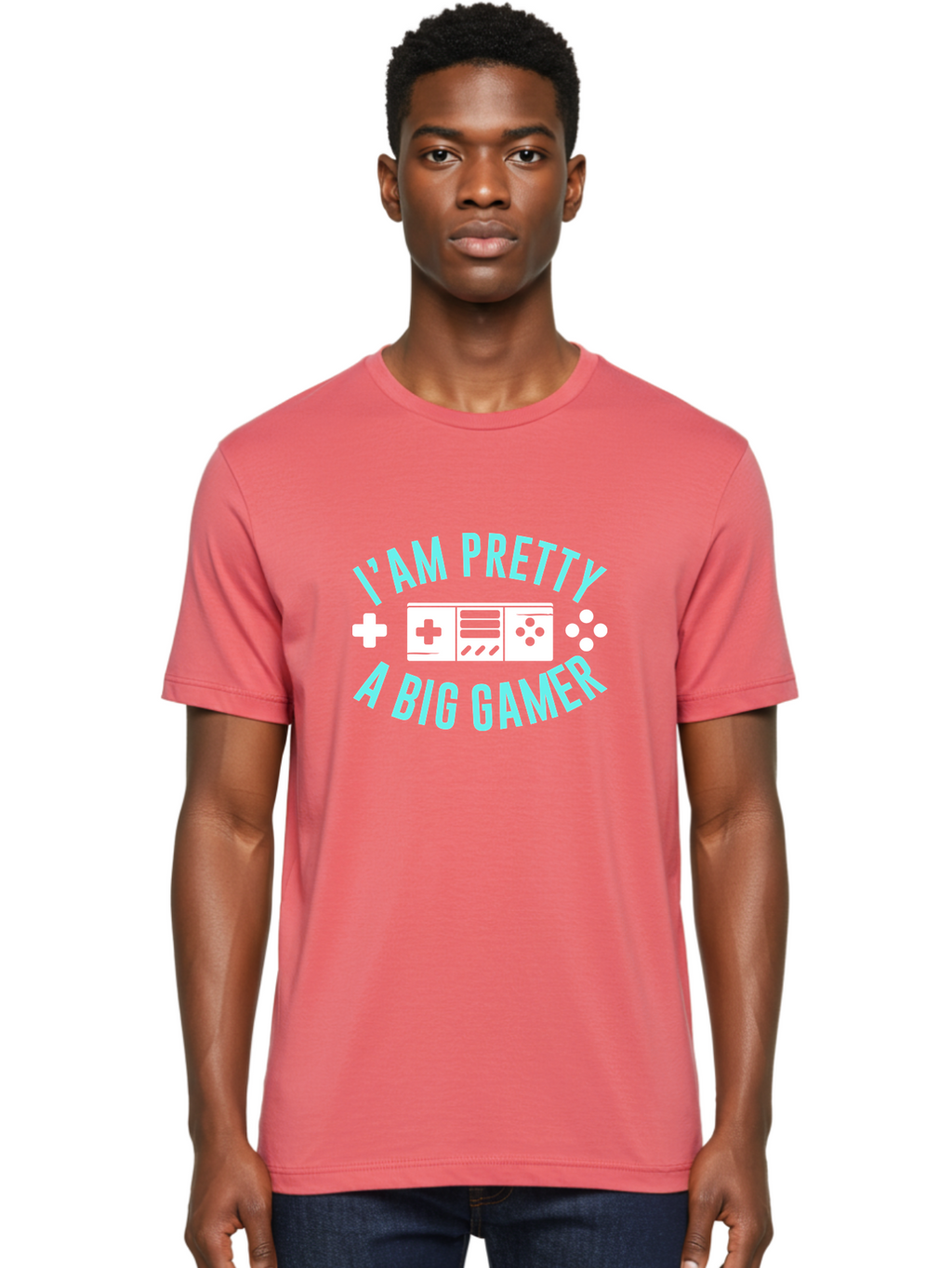 I-Am-Pretty-A-Big-Gamer Men'S Graphic Tee, 100% Cotton, Comfortable Casual Summer Wear, Machine Washable, Gaming Graphic, Gamer Quote, Game Console Icon, I Am Pretty Big Gamer, Positive Affirmation, Gaming Culture, Fun Design, -  Aaa642