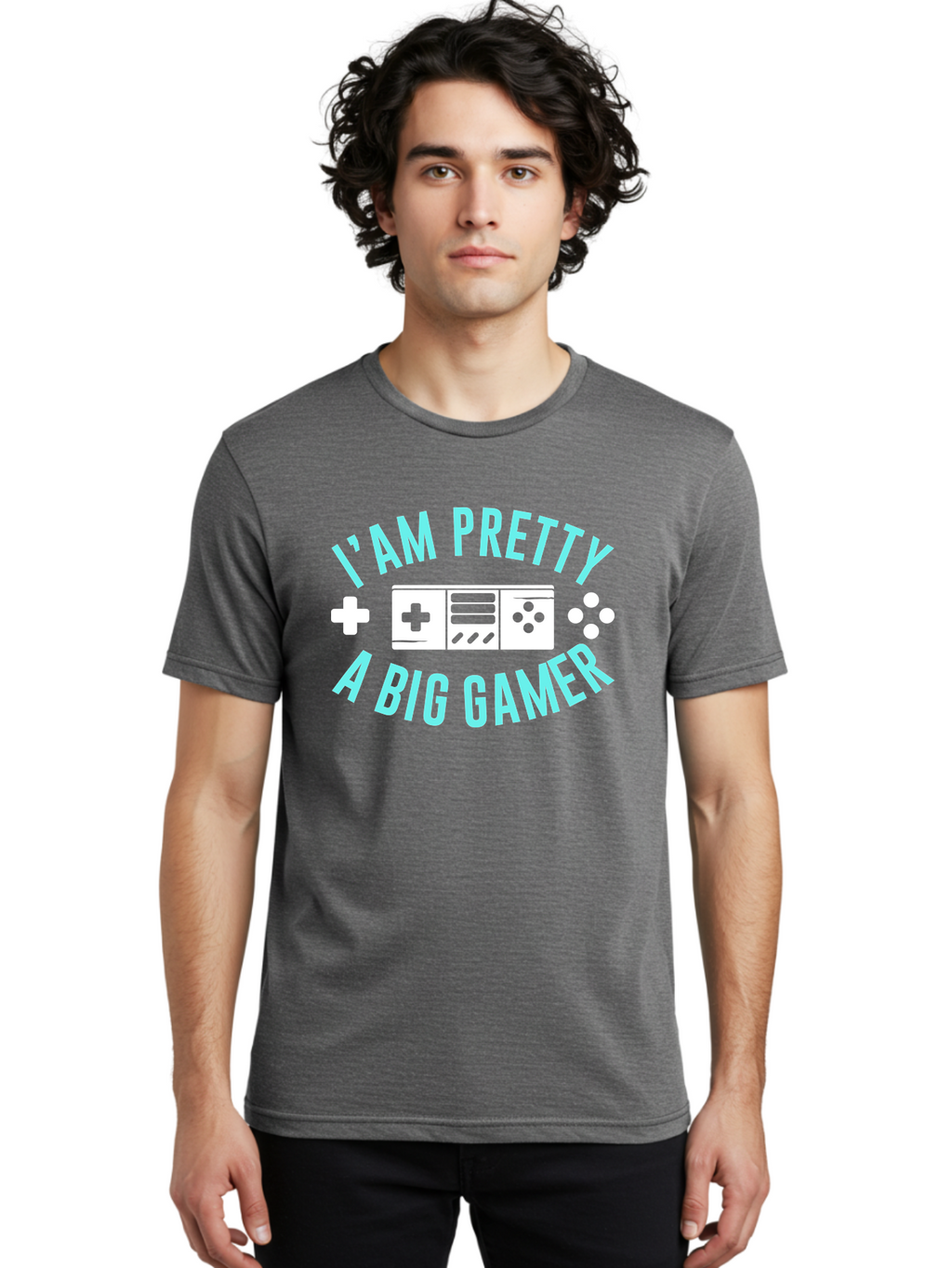 I-Am-Pretty-A-Big-Gamer Men'S Graphic Tee, 100% Cotton, Comfortable Casual Summer Wear, Machine Washable, Gaming Graphic, Gamer Quote, Game Console Icon, I Am Pretty Big Gamer, Positive Affirmation, Gaming Culture, Fun Design, -  Aaa642