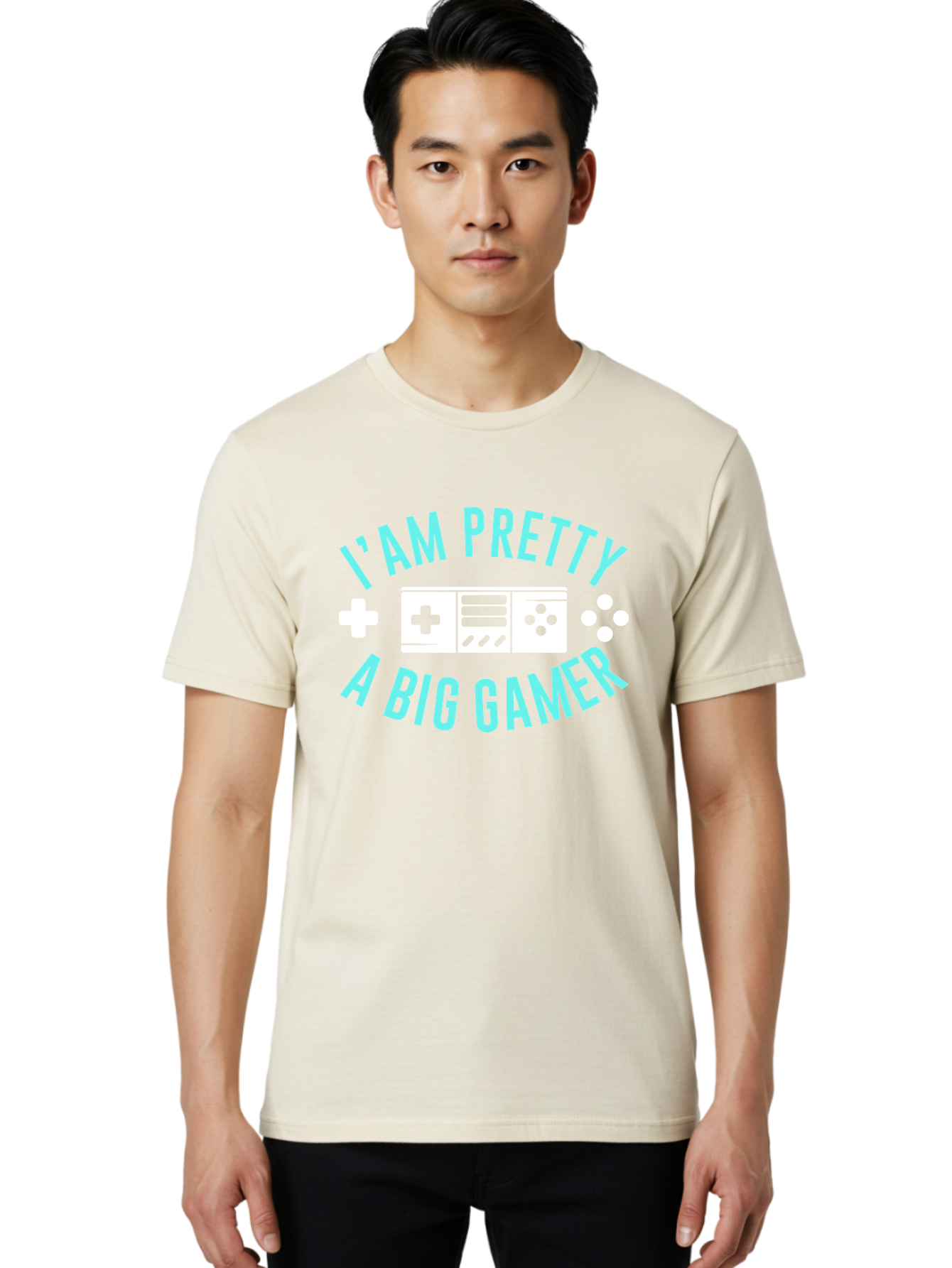 I-Am-Pretty-A-Big-Gamer Men'S Graphic Tee, 100% Cotton, Comfortable Casual Summer Wear, Machine Washable, Gaming Graphic, Gamer Quote, Game Console Icon, I Am Pretty Big Gamer, Positive Affirmation, Gaming Culture, Fun Design, -  Aaa642