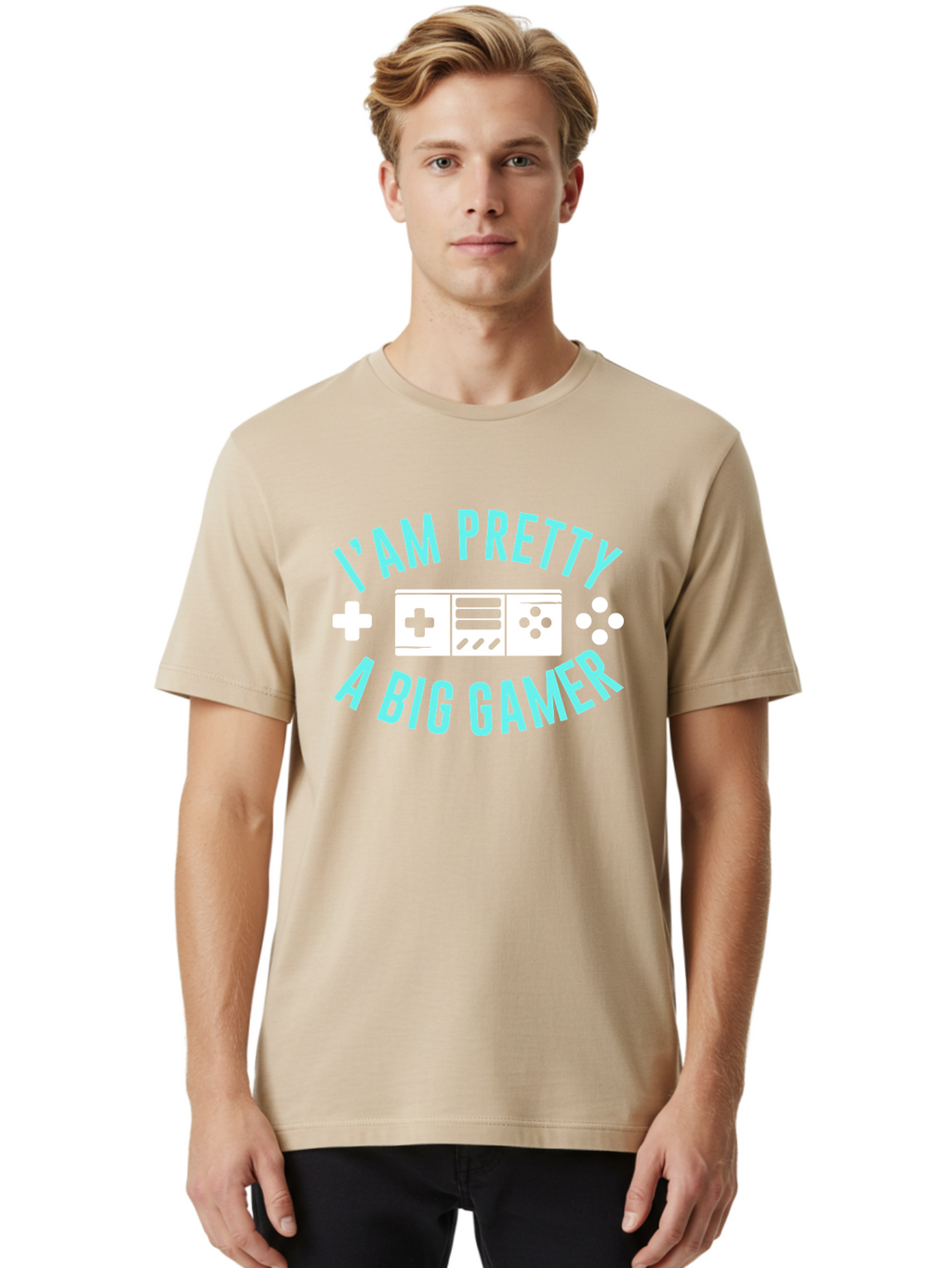 I-Am-Pretty-A-Big-Gamer Men'S Graphic Tee, 100% Cotton, Comfortable Casual Summer Wear, Machine Washable, Gaming Graphic, Gamer Quote, Game Console Icon, I Am Pretty Big Gamer, Positive Affirmation, Gaming Culture, Fun Design, -  Aaa642