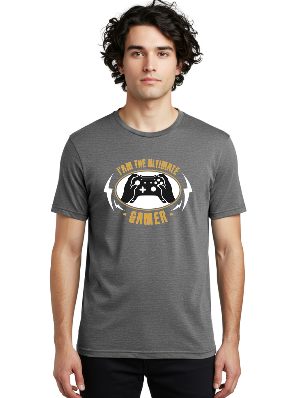 I-Am-The-Ultimate-Gamer Men'S Graphic Tee, 100% Cotton, Comfortable Casual Summer Wear, Machine Washable, Gaming Controller, Gamer Lifestyle, Video Game Culture, Gaming Community, Ultimate Gamer, Gaming Graphics, Game On -  Aaa643