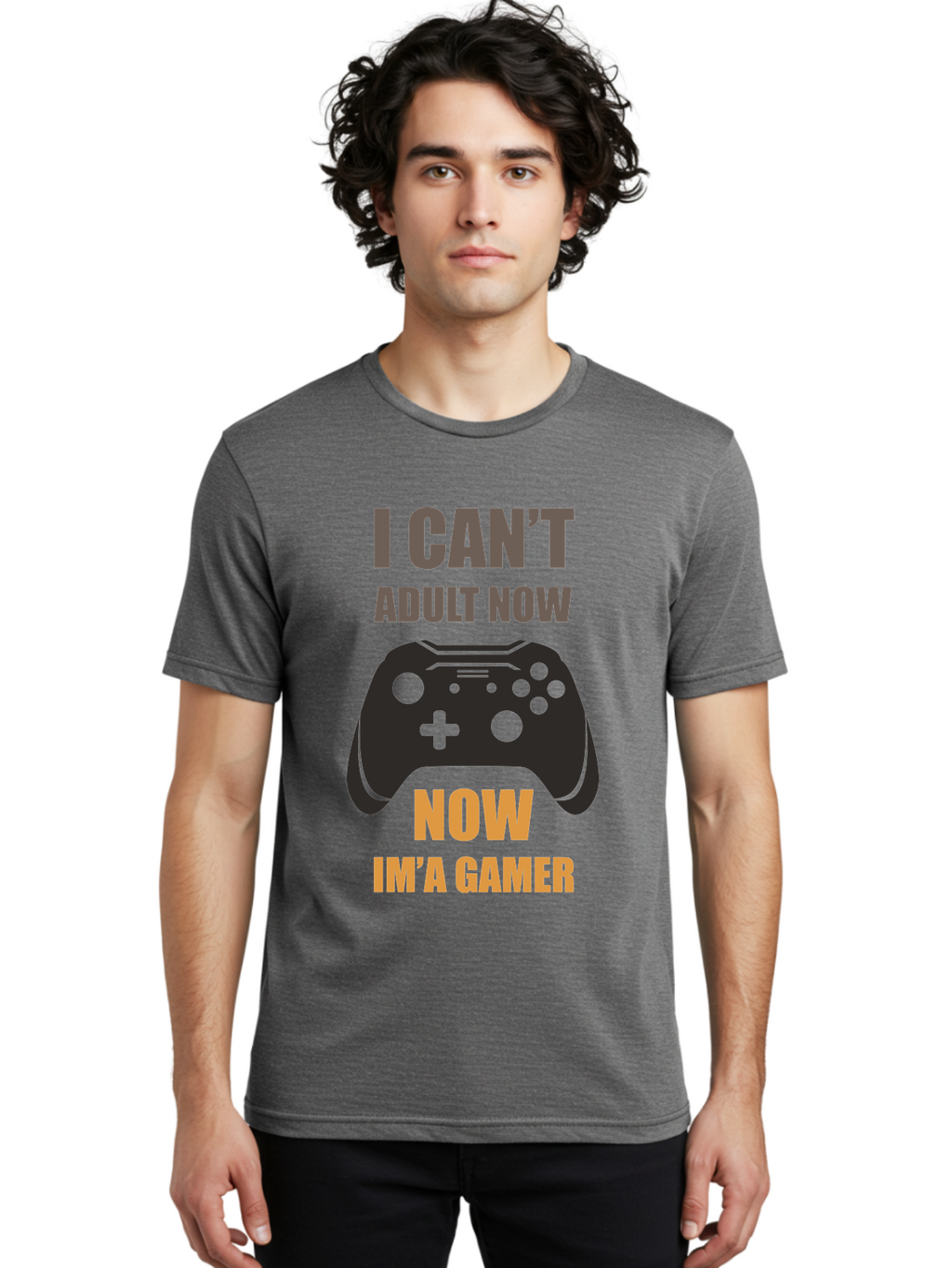 I-Can-T-Adult-Now Men'S Graphic Tee, 100% Cotton, Comfortable Casual Summer Wear, Machine Washable, Gaming Humor, Gamer Life, Video Game Controller, Can'T Adult, Gaming Culture, Fun Quote, Gaming Quote, Playful Graphics, Gaming Phrases -  Aaa644
