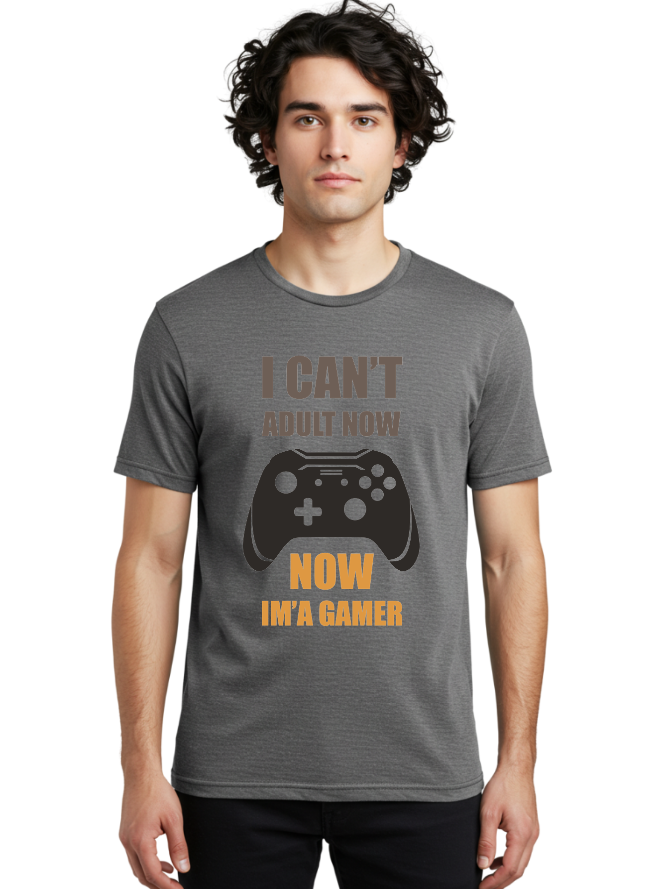 I-Can-T-Adult-Now Men'S Graphic Tee, 100% Cotton, Comfortable Casual Summer Wear, Machine Washable, Gaming Humor, Gamer Life, Video Game Controller, Can'T Adult, Gaming Culture, Fun Quote, Gaming Quote, Playful Graphics, Gaming Phrases -  Aaa644