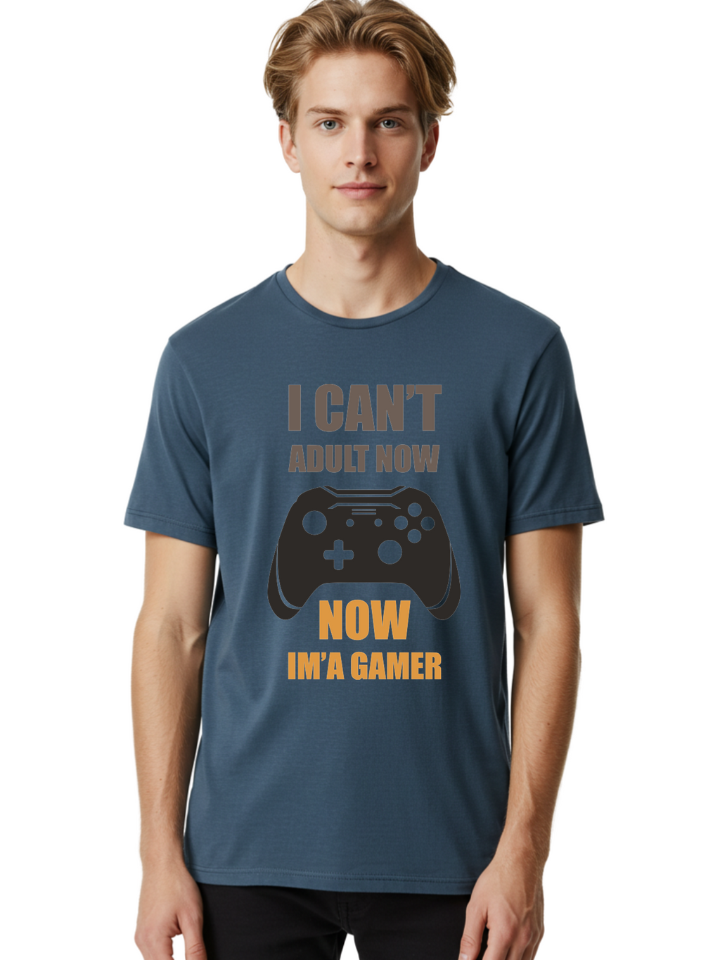 I-Can-T-Adult-Now Men'S Graphic Tee, 100% Cotton, Comfortable Casual Summer Wear, Machine Washable, Gaming Humor, Gamer Life, Video Game Controller, Can'T Adult, Gaming Culture, Fun Quote, Gaming Quote, Playful Graphics, Gaming Phrases -  Aaa644