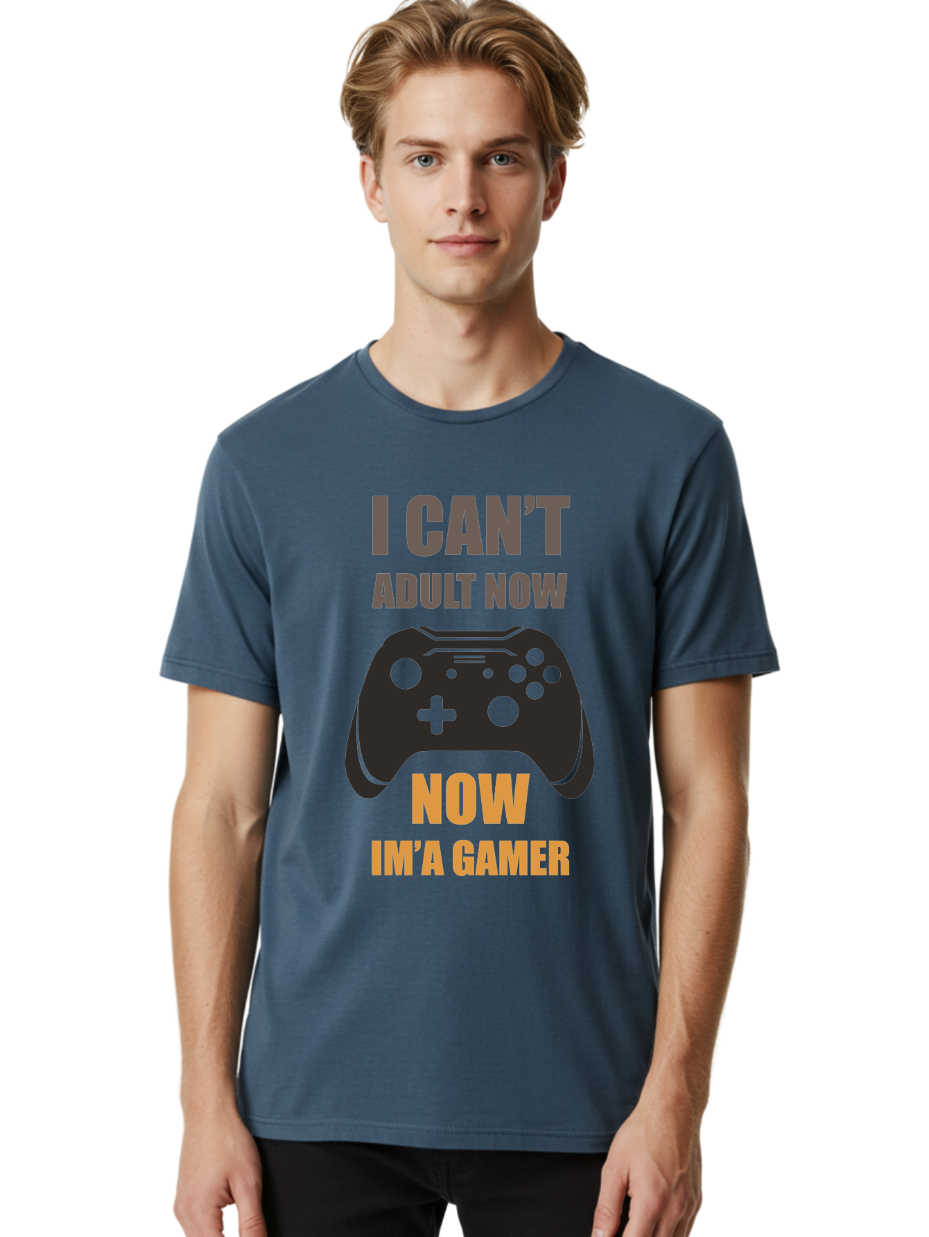I-Can-T-Adult-Now Men'S Graphic Tee, 100% Cotton, Comfortable Casual Summer Wear, Machine Washable, Gaming Humor, Gamer Life, Video Game Controller, Can'T Adult, Gaming Culture, Fun Quote, Gaming Quote, Playful Graphics, Gaming Phrases -  Aaa644