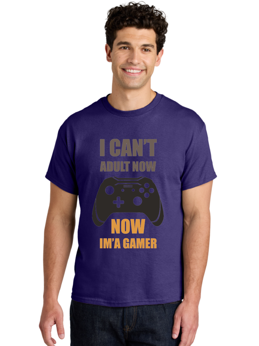 I-Can-T-Adult-Now Men'S Graphic Tee, 100% Cotton, Comfortable Casual Summer Wear, Machine Washable, Gaming Humor, Gamer Life, Video Game Controller, Can'T Adult, Gaming Culture, Fun Quote, Gaming Quote, Playful Graphics, Gaming Phrases -  Aaa644