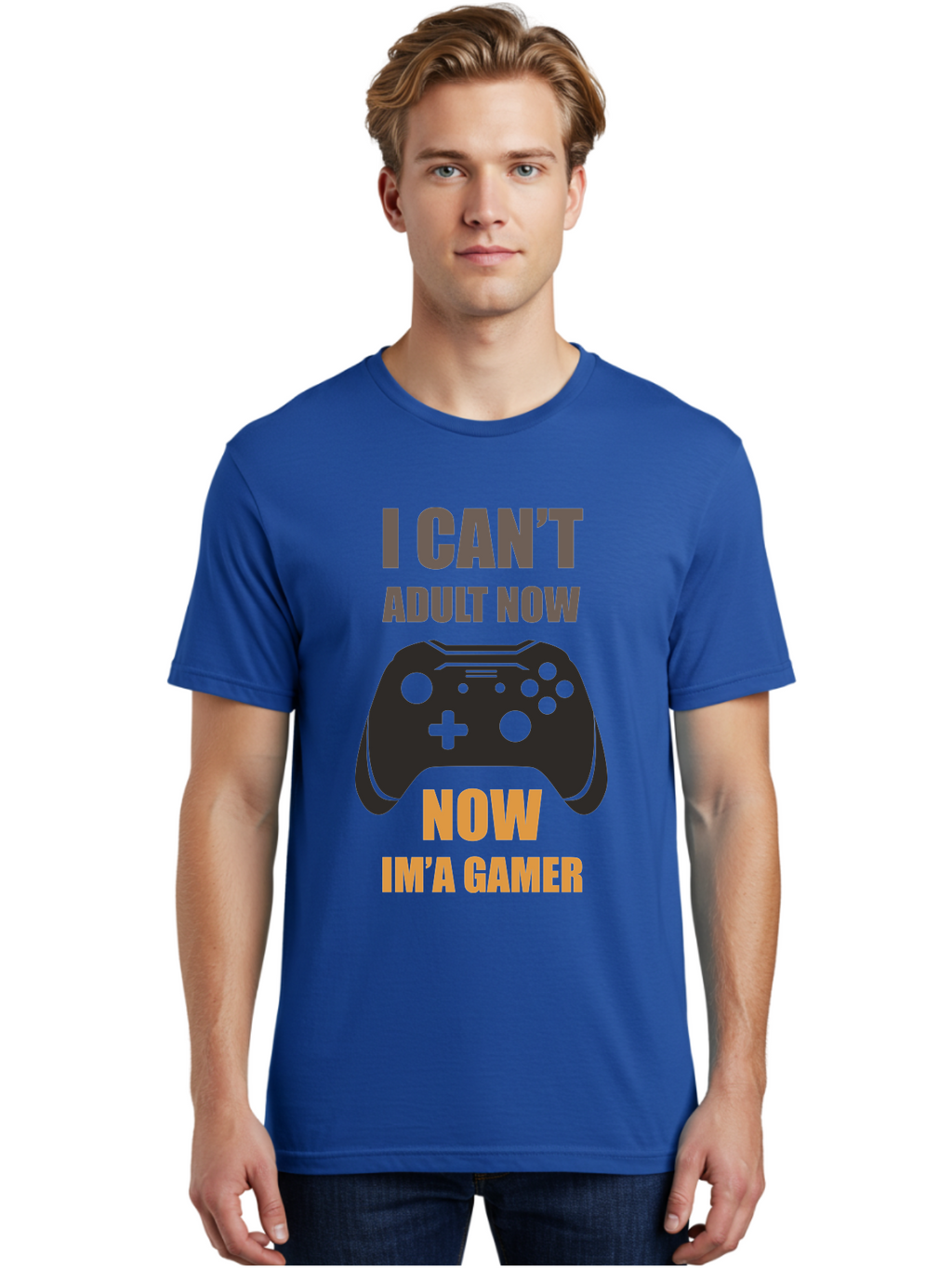 I-Can-T-Adult-Now Men'S Graphic Tee, 100% Cotton, Comfortable Casual Summer Wear, Machine Washable, Gaming Humor, Gamer Life, Video Game Controller, Can'T Adult, Gaming Culture, Fun Quote, Gaming Quote, Playful Graphics, Gaming Phrases -  Aaa644