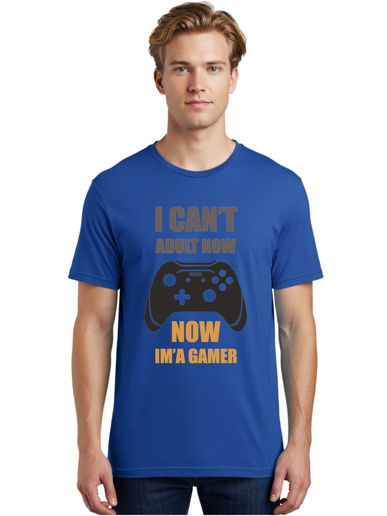 I-Can-T-Adult-Now Men'S Graphic Tee, 100% Cotton, Comfortable Casual Summer Wear, Machine Washable, Gaming Humor, Gamer Life, Video Game Controller, Can'T Adult, Gaming Culture, Fun Quote, Gaming Quote, Playful Graphics, Gaming Phrases -  Aaa644