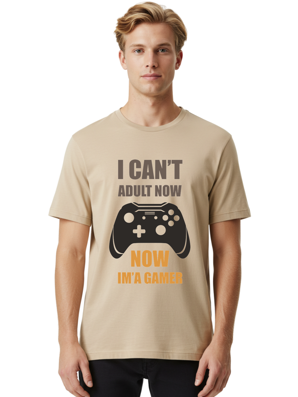 I-Can-T-Adult-Now Men'S Graphic Tee, 100% Cotton, Comfortable Casual Summer Wear, Machine Washable, Gaming Humor, Gamer Life, Video Game Controller, Can'T Adult, Gaming Culture, Fun Quote, Gaming Quote, Playful Graphics, Gaming Phrases -  Aaa644