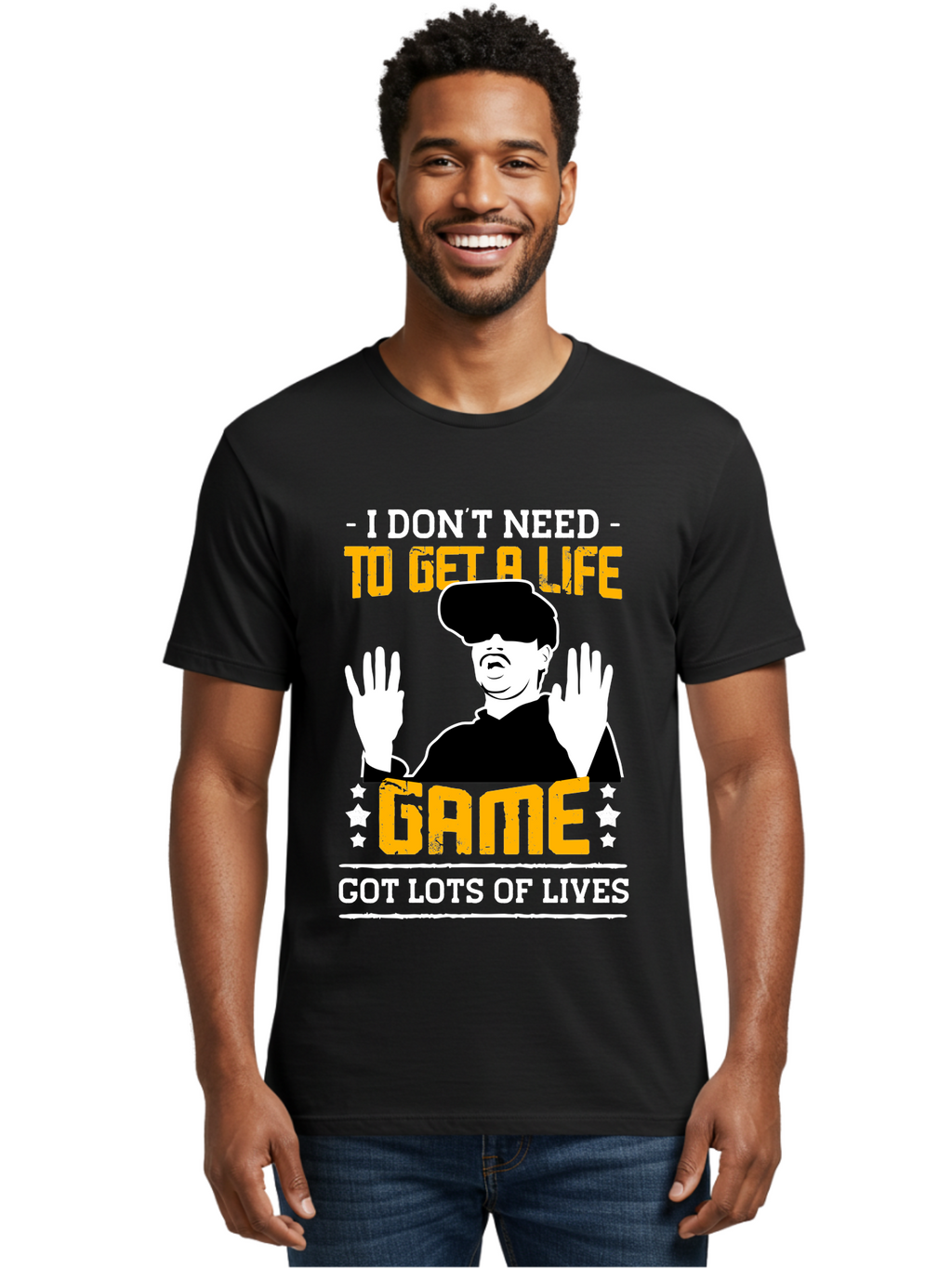 I-Don-T-Need-To-Get-A-Life-Game Men'S Graphic Tee, 100% Cotton, Comfortable Casual Summer Wear, Machine Washable, Gaming Humor, Video Game Quote, Gamer Lifestyle, Multiple Lives, Playful Graphics, Gaming Culture, Retro Gaming Style -  Aaa645