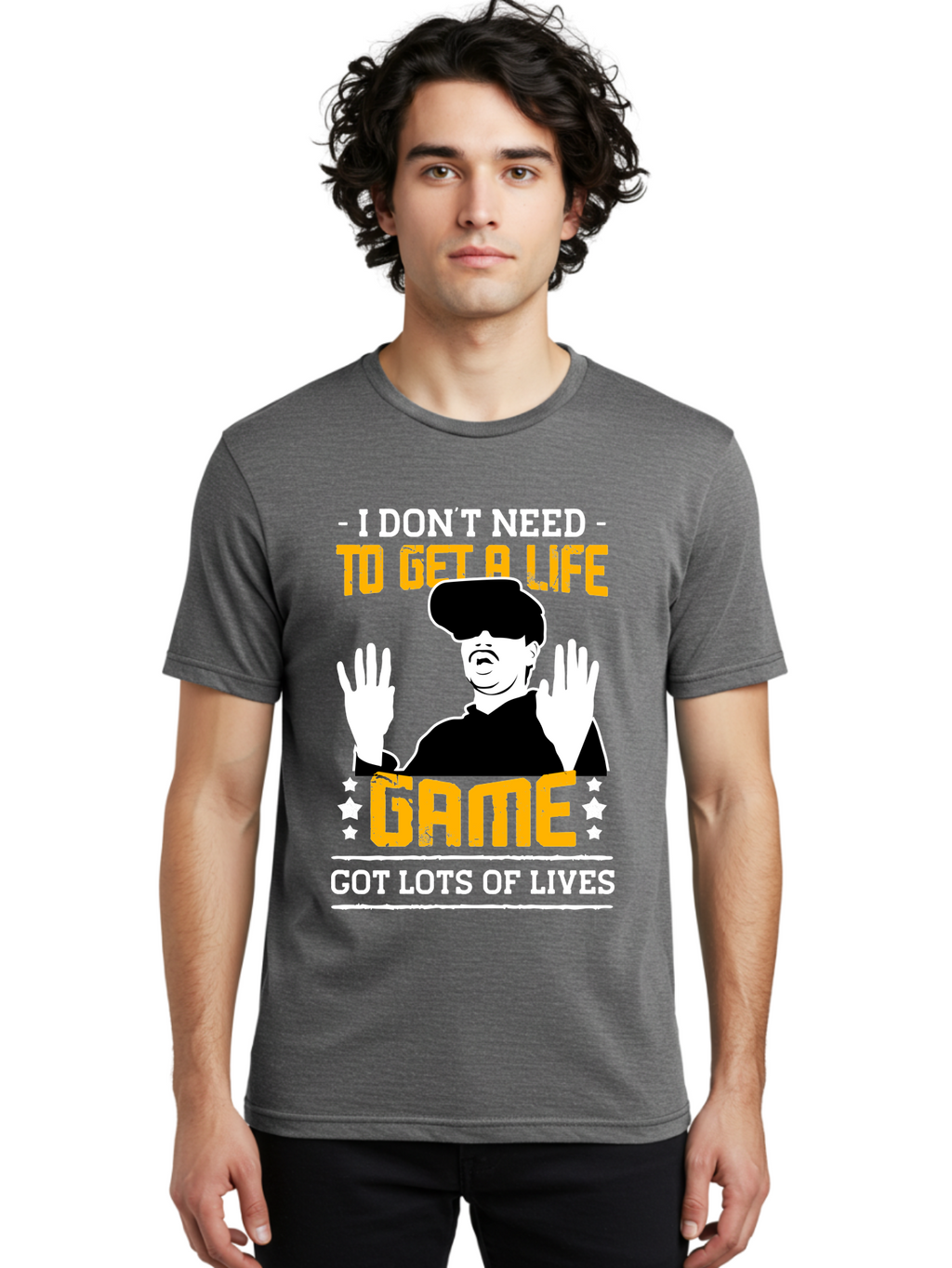 I-Don-T-Need-To-Get-A-Life-Game Men'S Graphic Tee, 100% Cotton, Comfortable Casual Summer Wear, Machine Washable, Gaming Humor, Video Game Quote, Gamer Lifestyle, Multiple Lives, Playful Graphics, Gaming Culture, Retro Gaming Style -  Aaa645