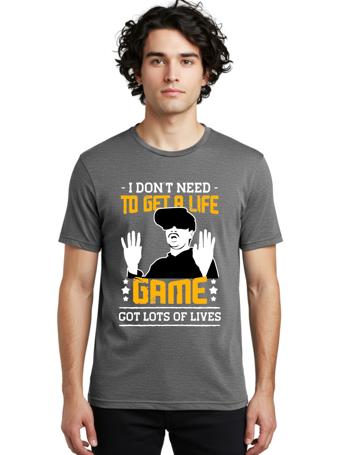 I-Don-T-Need-To-Get-A-Life-Game Men'S Graphic Tee, 100% Cotton, Comfortable Casual Summer Wear, Machine Washable, Gaming Humor, Video Game Quote, Gamer Lifestyle, Multiple Lives, Playful Graphics, Gaming Culture, Retro Gaming Style -  Aaa645