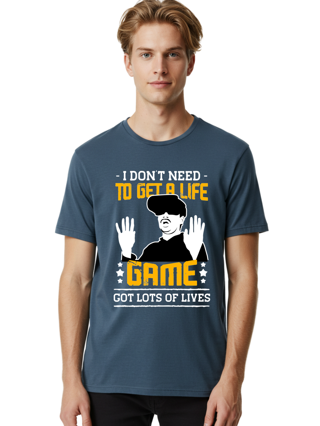 I-Don-T-Need-To-Get-A-Life-Game Men'S Graphic Tee, 100% Cotton, Comfortable Casual Summer Wear, Machine Washable, Gaming Humor, Video Game Quote, Gamer Lifestyle, Multiple Lives, Playful Graphics, Gaming Culture, Retro Gaming Style -  Aaa645