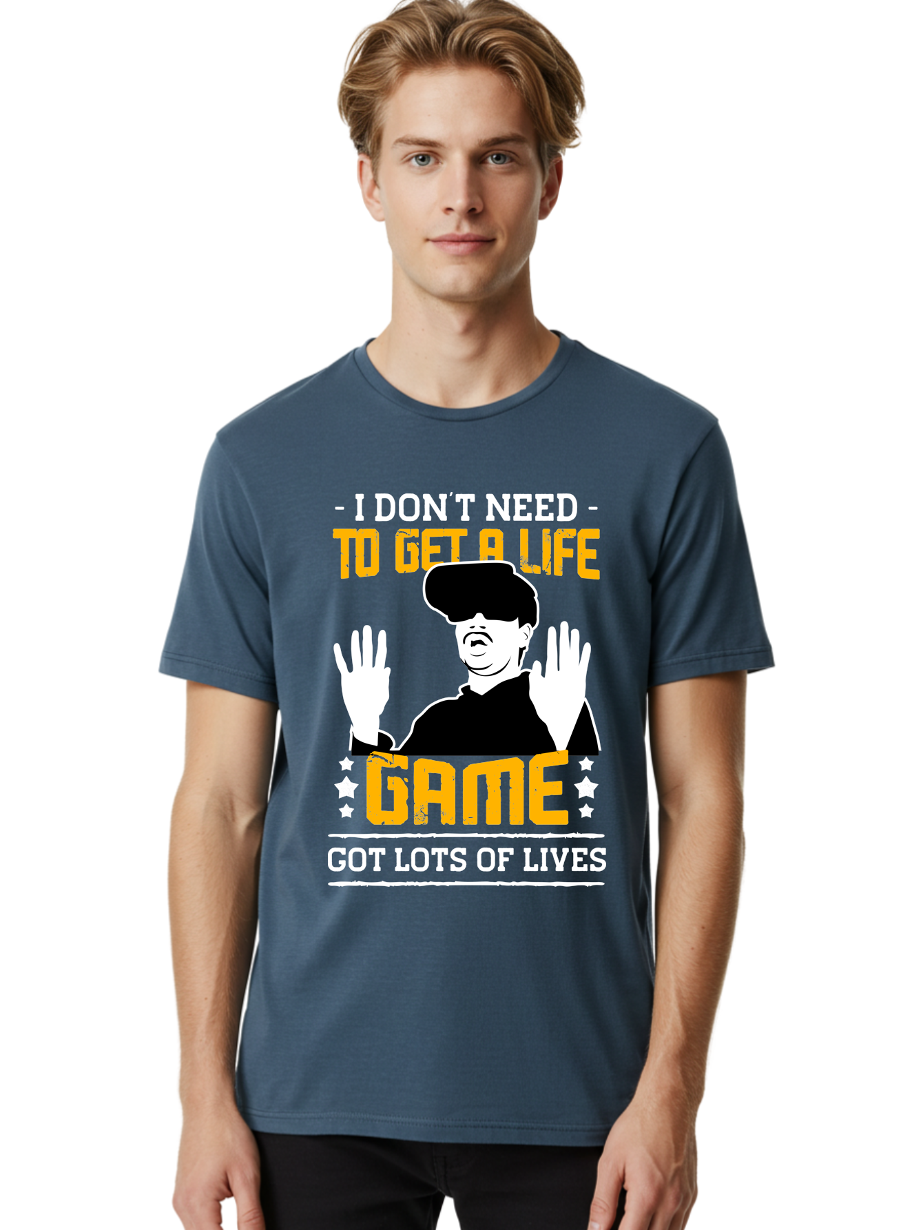 I-Don-T-Need-To-Get-A-Life-Game Men'S Graphic Tee, 100% Cotton, Comfortable Casual Summer Wear, Machine Washable, Gaming Humor, Video Game Quote, Gamer Lifestyle, Multiple Lives, Playful Graphics, Gaming Culture, Retro Gaming Style -  Aaa645