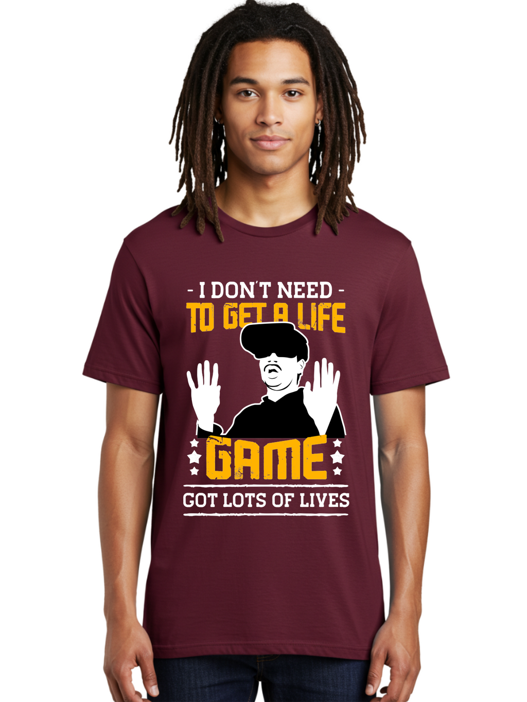 I-Don-T-Need-To-Get-A-Life-Game Men'S Graphic Tee, 100% Cotton, Comfortable Casual Summer Wear, Machine Washable, Gaming Humor, Video Game Quote, Gamer Lifestyle, Multiple Lives, Playful Graphics, Gaming Culture, Retro Gaming Style -  Aaa645
