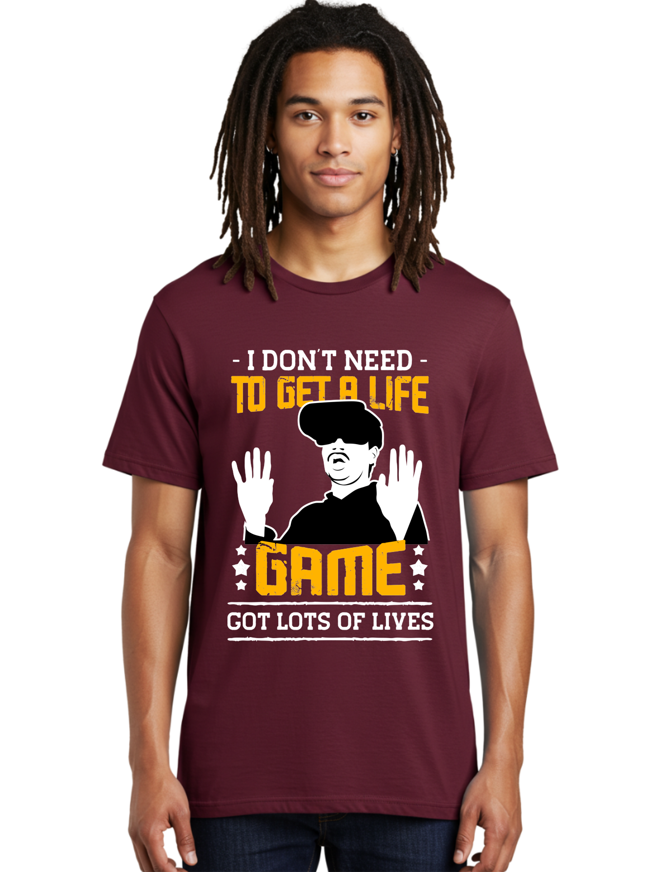I-Don-T-Need-To-Get-A-Life-Game Men'S Graphic Tee, 100% Cotton, Comfortable Casual Summer Wear, Machine Washable, Gaming Humor, Video Game Quote, Gamer Lifestyle, Multiple Lives, Playful Graphics, Gaming Culture, Retro Gaming Style -  Aaa645