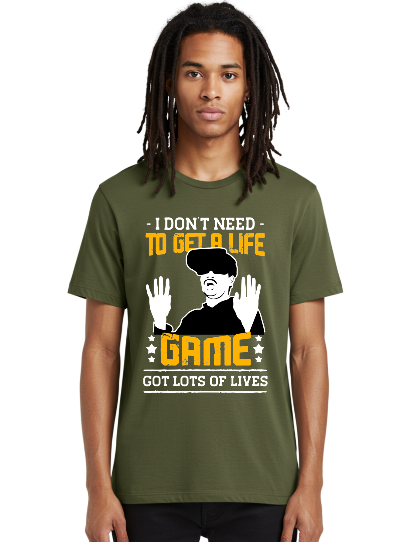 I-Don-T-Need-To-Get-A-Life-Game Men'S Graphic Tee, 100% Cotton, Comfortable Casual Summer Wear, Machine Washable, Gaming Humor, Video Game Quote, Gamer Lifestyle, Multiple Lives, Playful Graphics, Gaming Culture, Retro Gaming Style -  Aaa645