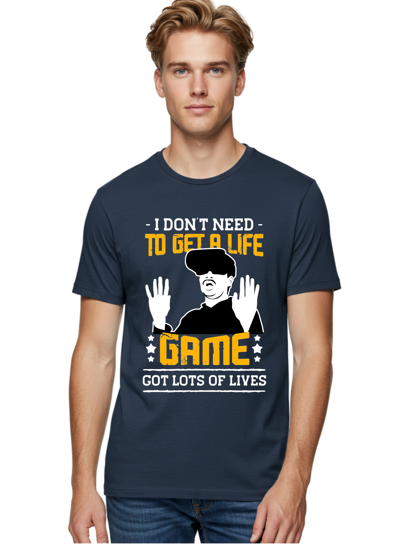 I-Don-T-Need-To-Get-A-Life-Game Men'S Graphic Tee, 100% Cotton, Comfortable Casual Summer Wear, Machine Washable, Gaming Humor, Video Game Quote, Gamer Lifestyle, Multiple Lives, Playful Graphics, Gaming Culture, Retro Gaming Style -  Aaa645