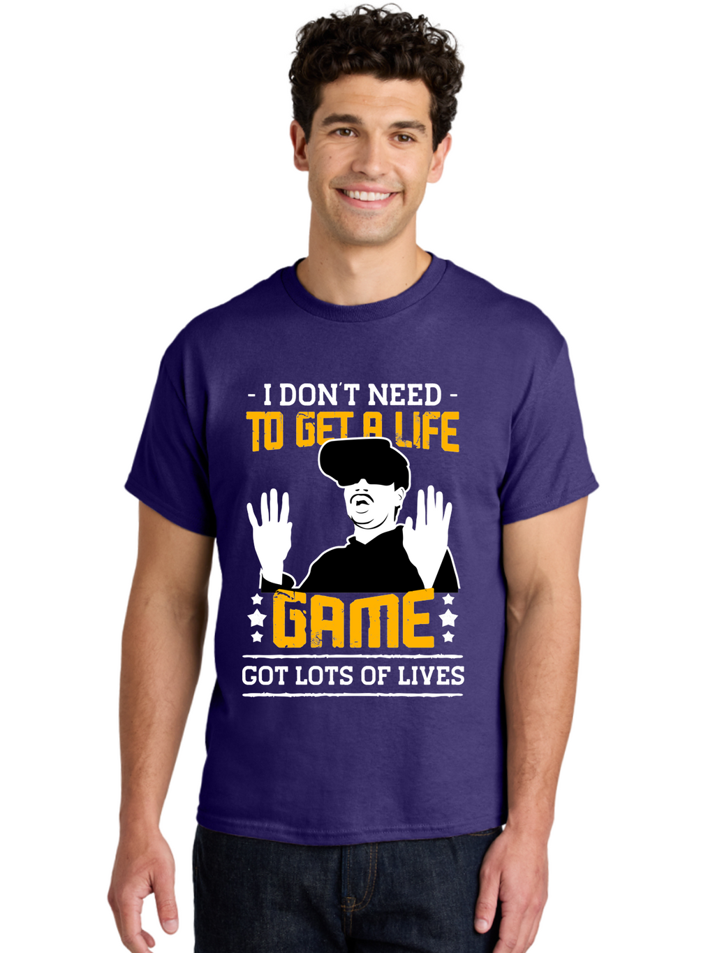I-Don-T-Need-To-Get-A-Life-Game Men'S Graphic Tee, 100% Cotton, Comfortable Casual Summer Wear, Machine Washable, Gaming Humor, Video Game Quote, Gamer Lifestyle, Multiple Lives, Playful Graphics, Gaming Culture, Retro Gaming Style -  Aaa645