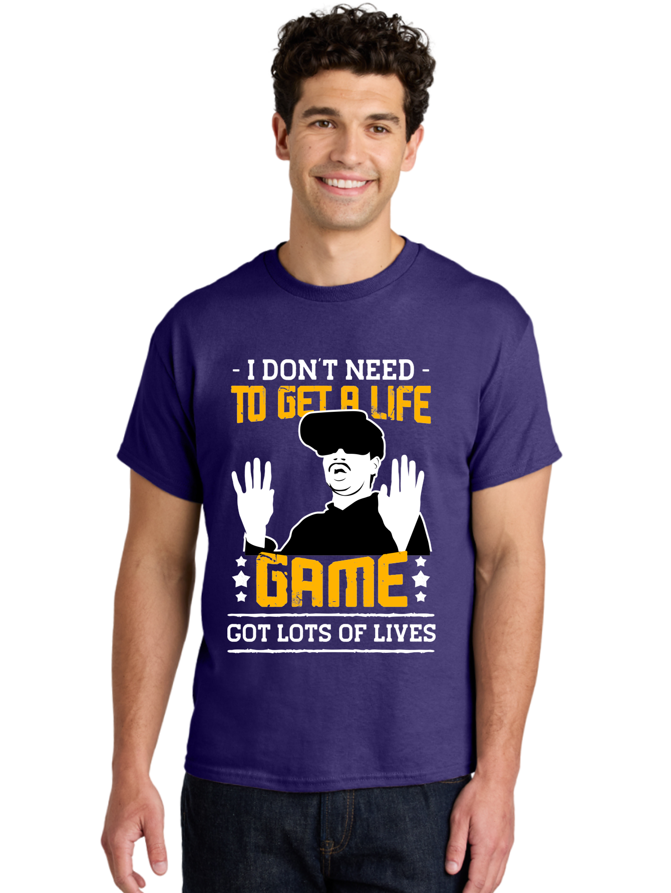 I-Don-T-Need-To-Get-A-Life-Game Men'S Graphic Tee, 100% Cotton, Comfortable Casual Summer Wear, Machine Washable, Gaming Humor, Video Game Quote, Gamer Lifestyle, Multiple Lives, Playful Graphics, Gaming Culture, Retro Gaming Style -  Aaa645