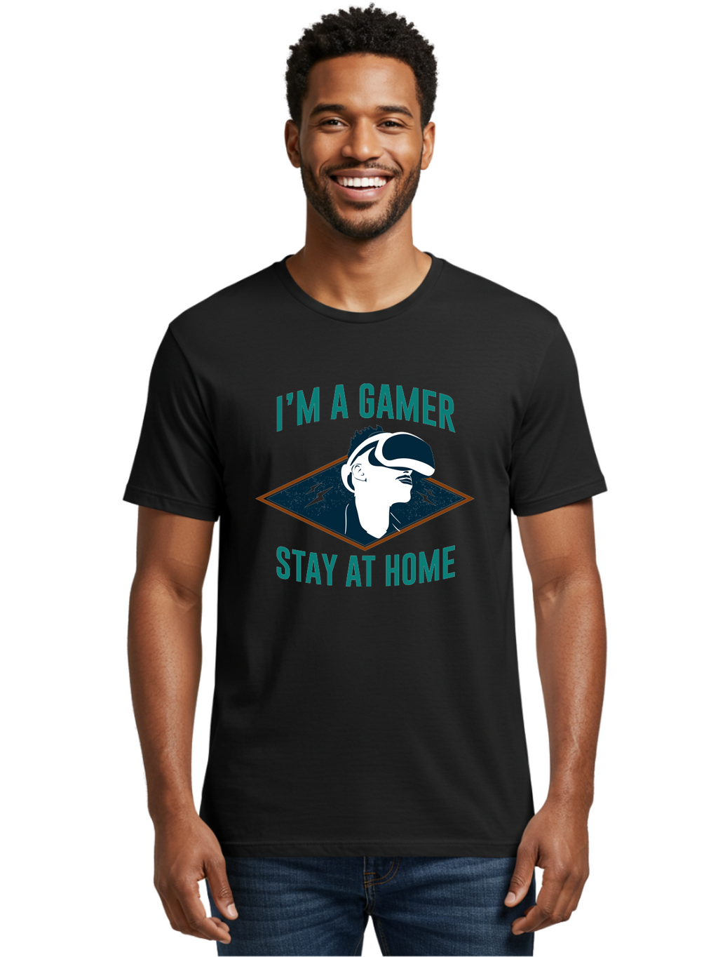 I-M-A-Gamer-Stay-At-Home Men'S Graphic Tee, 100% Cotton, Comfortable Casual Summer Wear, Machine Washable, Gamer, Vr Headset, Stay At Home, Gaming Culture, Online Gaming, Virtual Reality Experience, Gaming Lifestyle, Tech Enthusiast -  Aaa646