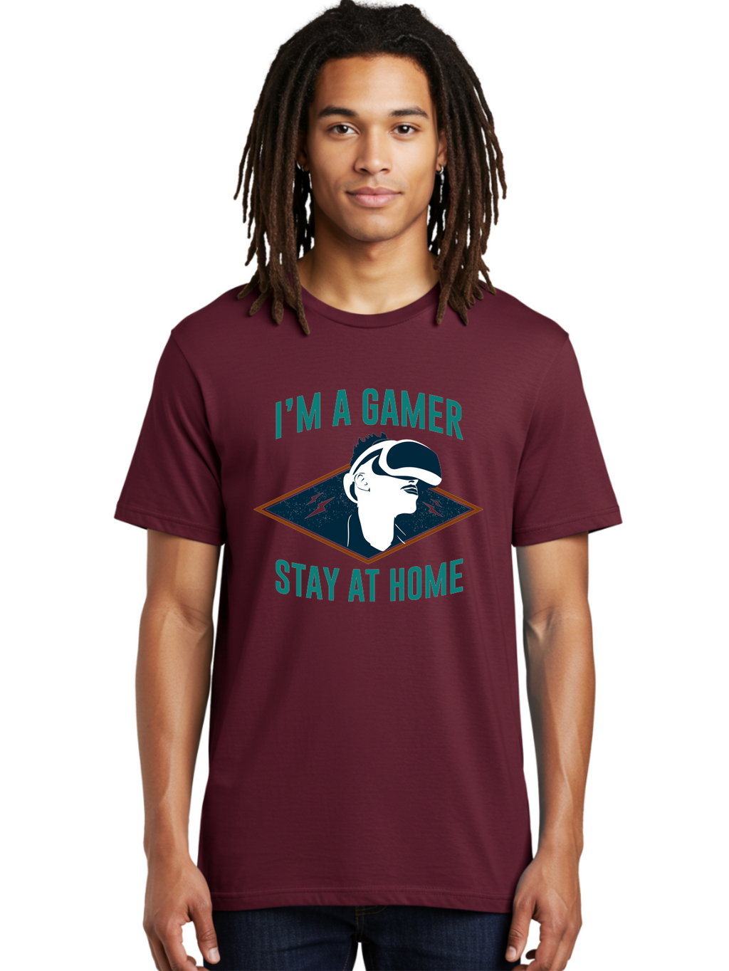 I-M-A-Gamer-Stay-At-Home Men'S Graphic Tee, 100% Cotton, Comfortable Casual Summer Wear, Machine Washable, Gamer, Vr Headset, Stay At Home, Gaming Culture, Online Gaming, Virtual Reality Experience, Gaming Lifestyle, Tech Enthusiast -  Aaa646