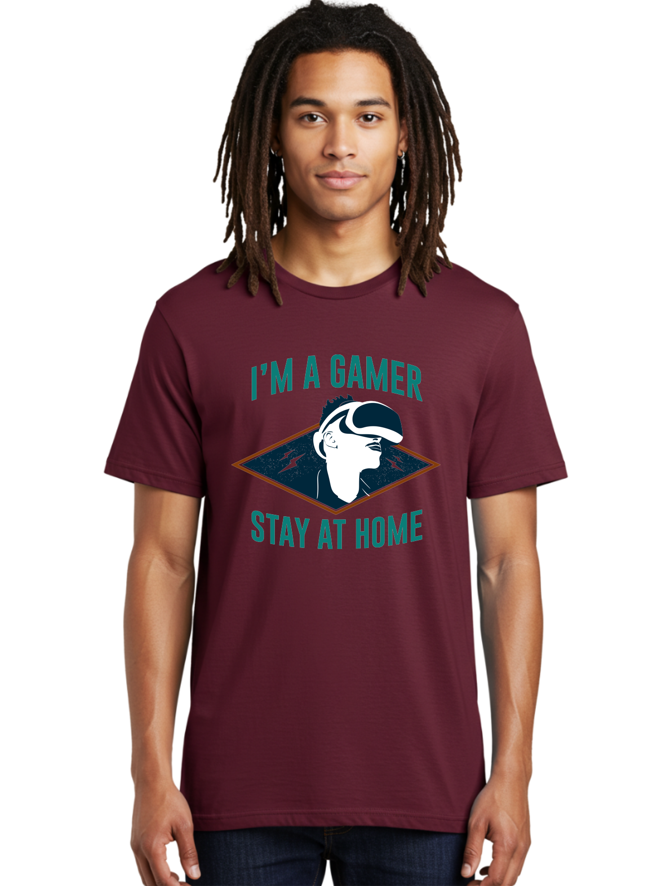 I-M-A-Gamer-Stay-At-Home Men'S Graphic Tee, 100% Cotton, Comfortable Casual Summer Wear, Machine Washable, Gamer, Vr Headset, Stay At Home, Gaming Culture, Online Gaming, Virtual Reality Experience, Gaming Lifestyle, Tech Enthusiast -  Aaa646