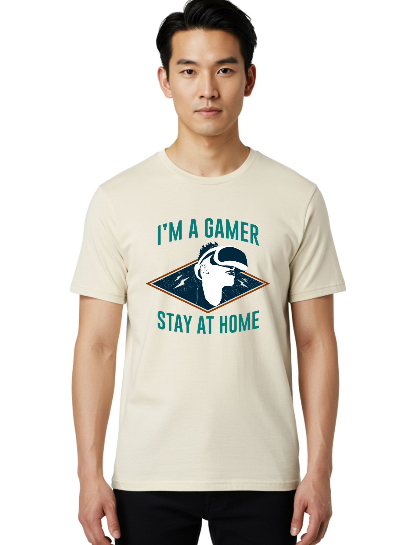 I-M-A-Gamer-Stay-At-Home Men'S Graphic Tee, 100% Cotton, Comfortable Casual Summer Wear, Machine Washable, Gamer, Vr Headset, Stay At Home, Gaming Culture, Online Gaming, Virtual Reality Experience, Gaming Lifestyle, Tech Enthusiast -  Aaa646