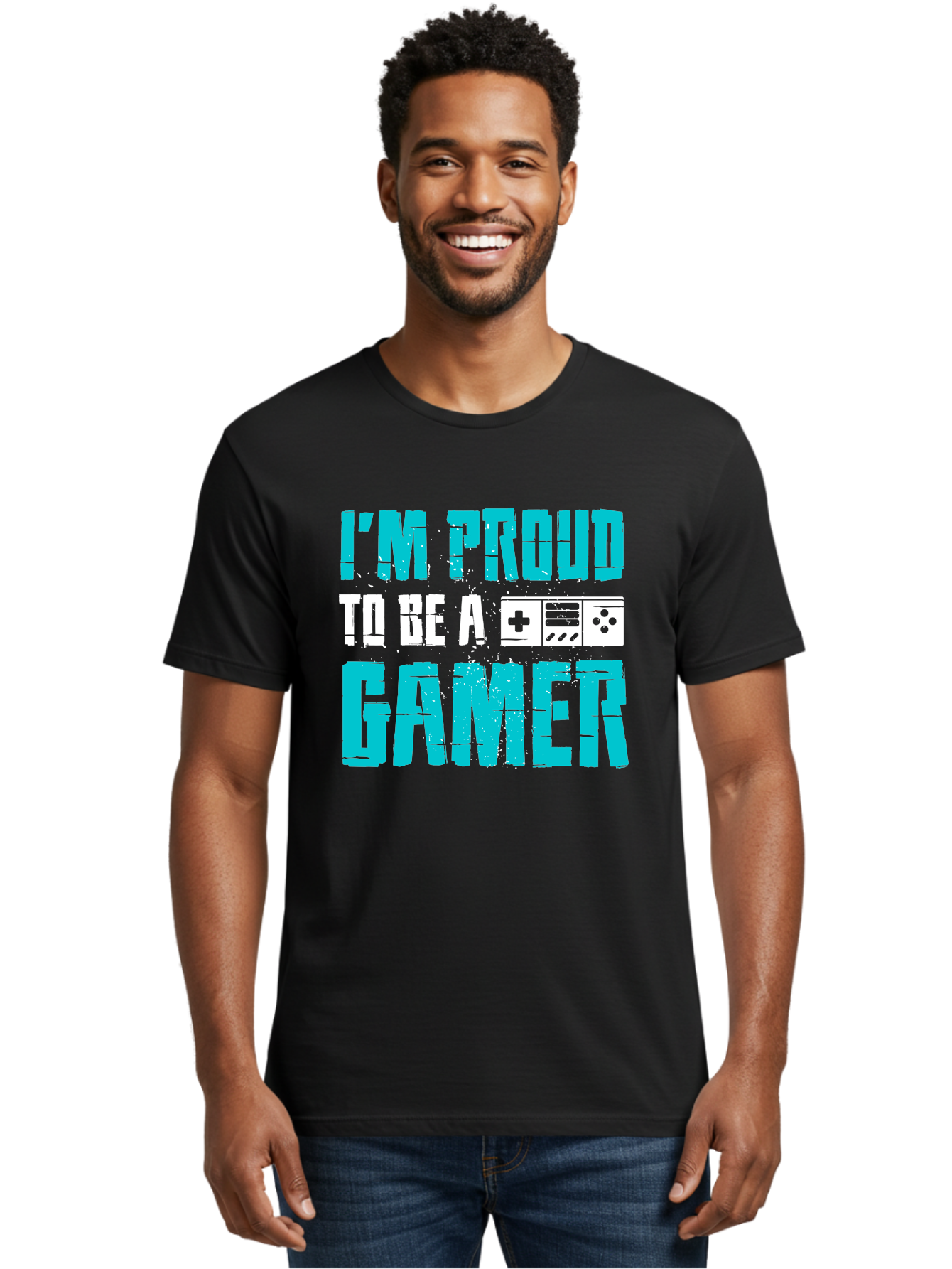 I-M-Proud-To-Be-A-Gamer Men'S Graphic Tee, 100% Cotton, Comfortable Casual Summer Wear, Machine Washable, Gaming Culture, Gamer Pride, Video Games, Gaming Community, Gamer Identity, Positive Affirmation, Game On -  Aaa647