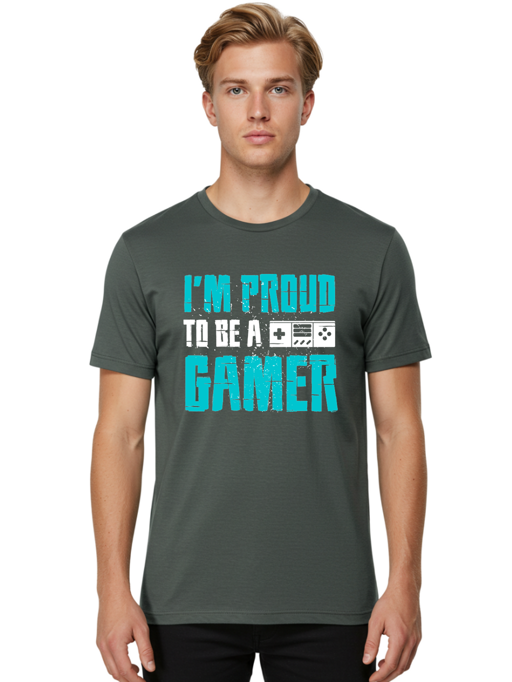I-M-Proud-To-Be-A-Gamer Men'S Graphic Tee, 100% Cotton, Comfortable Casual Summer Wear, Machine Washable, Gaming Culture, Gamer Pride, Video Games, Gaming Community, Gamer Identity, Positive Affirmation, Game On -  Aaa647
