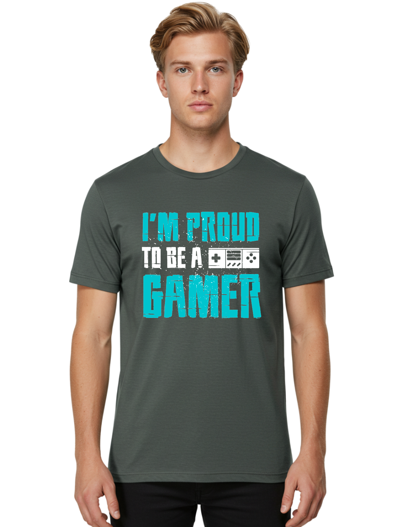 I-M-Proud-To-Be-A-Gamer Men'S Graphic Tee, 100% Cotton, Comfortable Casual Summer Wear, Machine Washable, Gaming Culture, Gamer Pride, Video Games, Gaming Community, Gamer Identity, Positive Affirmation, Game On -  Aaa647