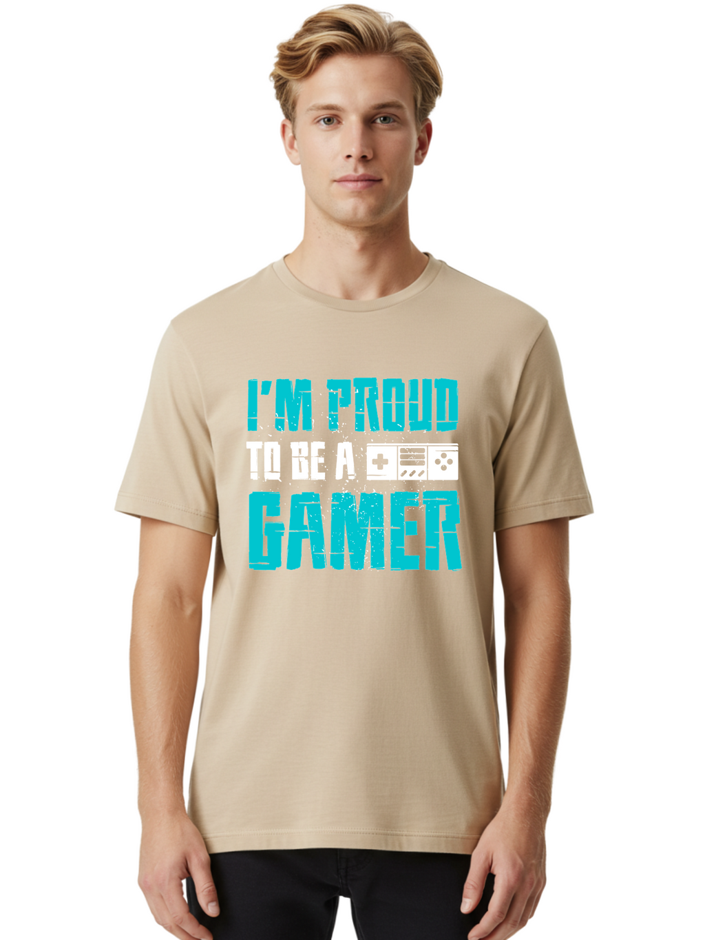 I-M-Proud-To-Be-A-Gamer Men'S Graphic Tee, 100% Cotton, Comfortable Casual Summer Wear, Machine Washable, Gaming Culture, Gamer Pride, Video Games, Gaming Community, Gamer Identity, Positive Affirmation, Game On -  Aaa647