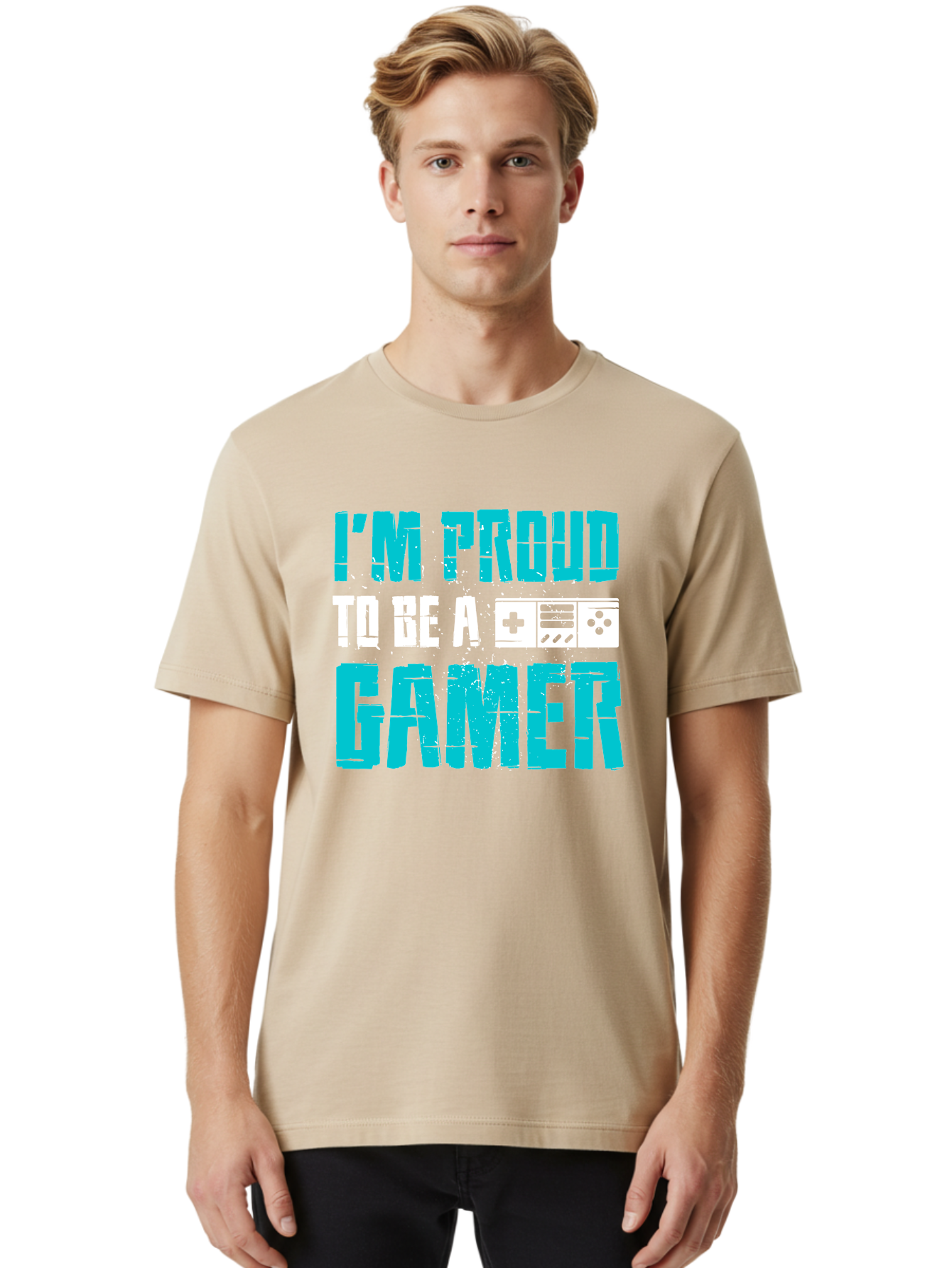 I-M-Proud-To-Be-A-Gamer Men'S Graphic Tee, 100% Cotton, Comfortable Casual Summer Wear, Machine Washable, Gaming Culture, Gamer Pride, Video Games, Gaming Community, Gamer Identity, Positive Affirmation, Game On -  Aaa647