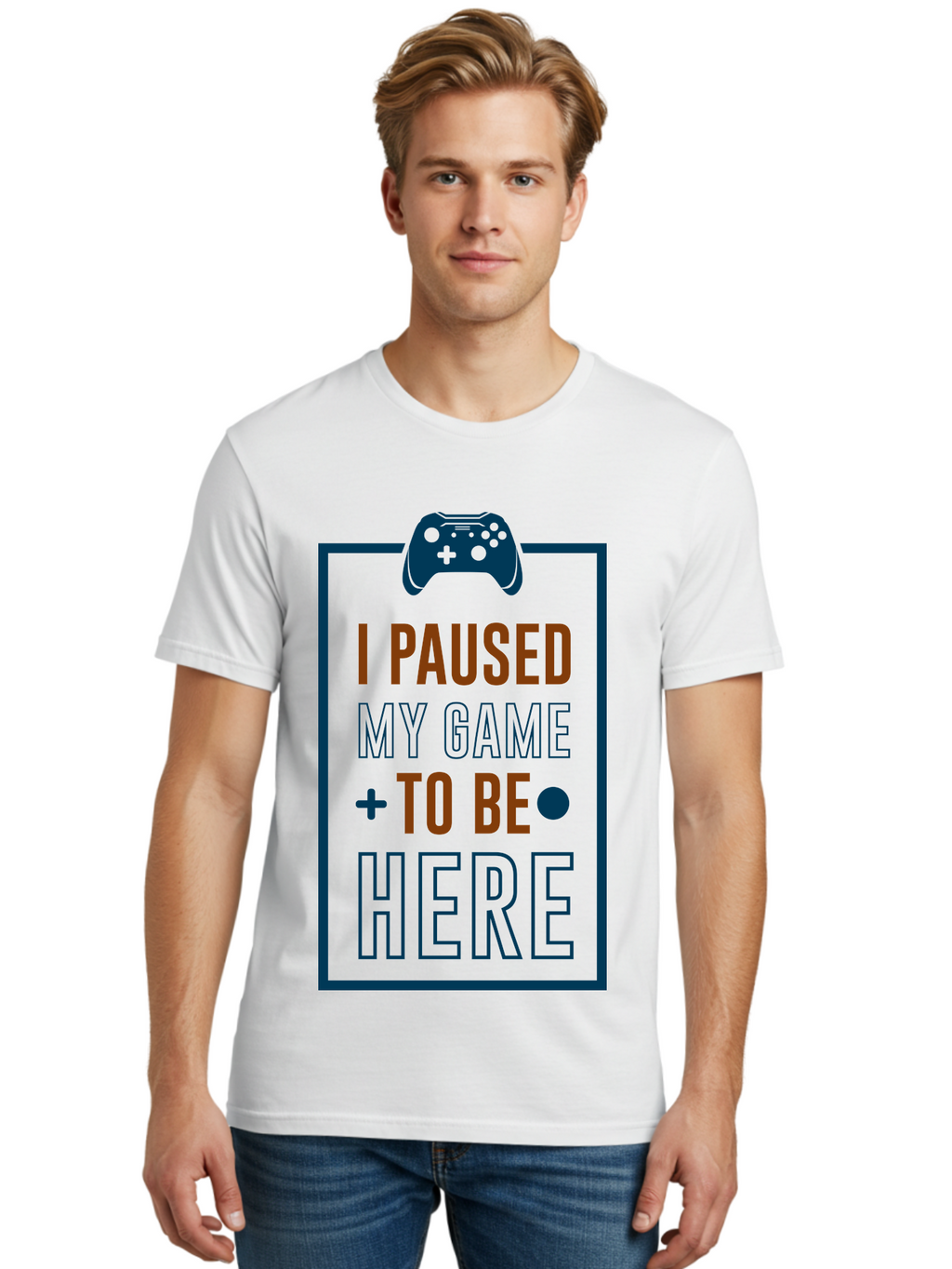 I-Paused-My-Game Men'S Graphic Tee, 100% Cotton, Comfortable Casual Summer Wear, Machine Washable, Gaming Quote, Paused Game, Funny Saying, Gamer Humor, Video Game Quote, Humorous Quote -  Aaa648