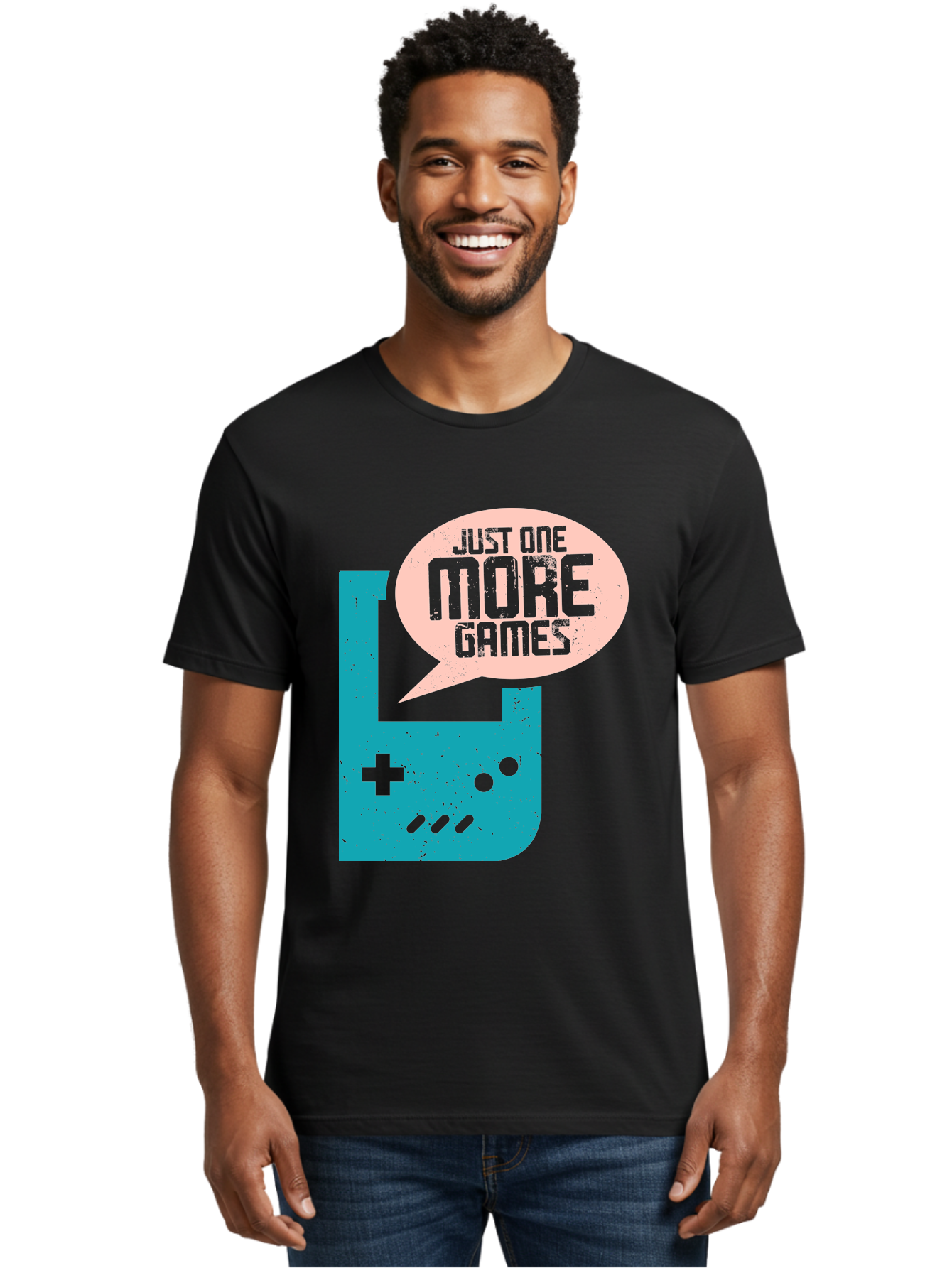 Just-One-More-Games Men'S Graphic Tee, 100% Cotton, Comfortable Casual Summer Wear, Machine Washable, Retro Gaming, Video Game Controller, Nostalgic Design, Just One More Games, Gaming Culture, Pixel Art, Retro Aesthetic, Gamer Quote, -  Aaa650