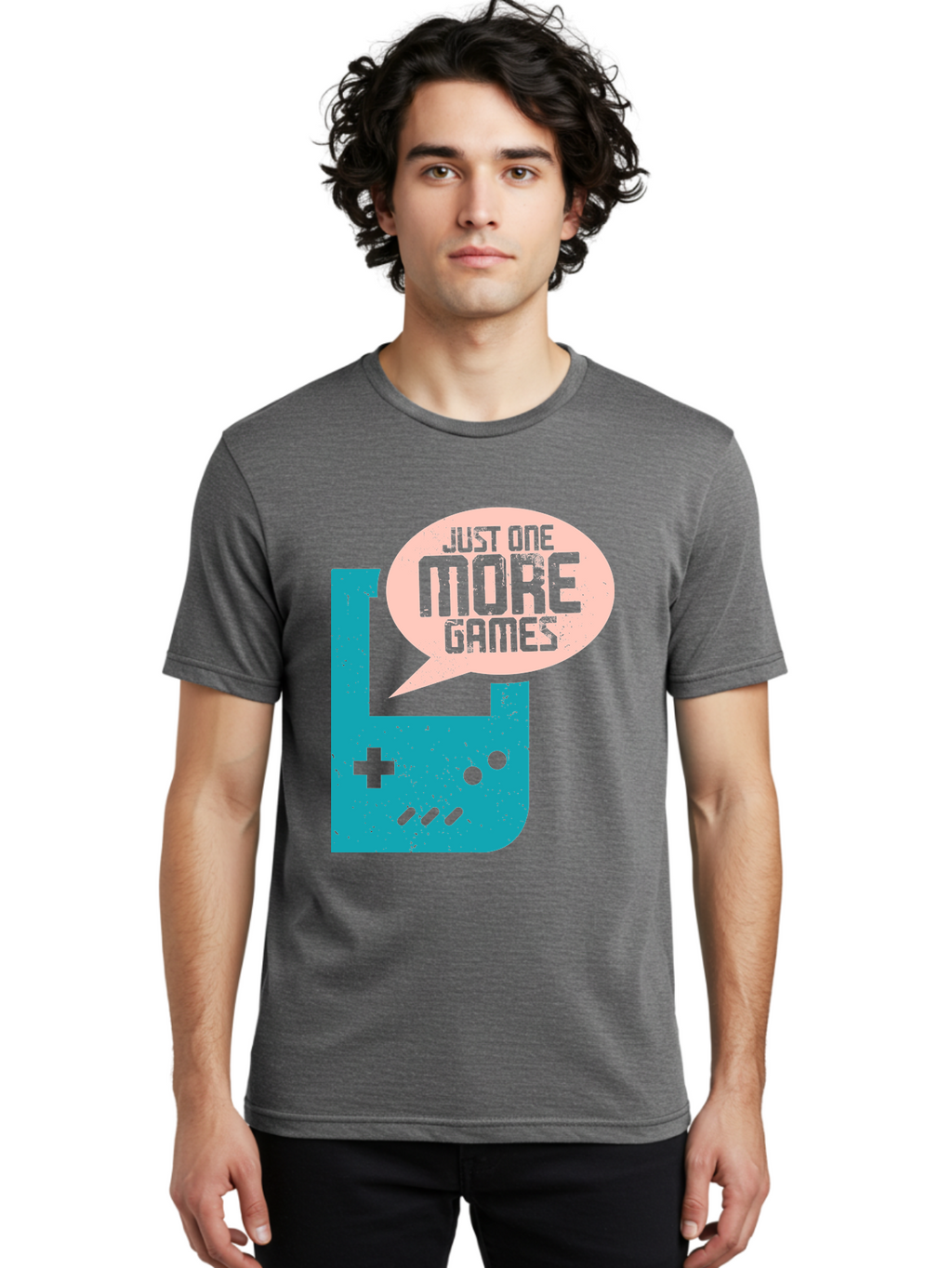 Just-One-More-Games Men'S Graphic Tee, 100% Cotton, Comfortable Casual Summer Wear, Machine Washable, Retro Gaming, Video Game Controller, Nostalgic Design, Just One More Games, Gaming Culture, Pixel Art, Retro Aesthetic, Gamer Quote, -  Aaa650