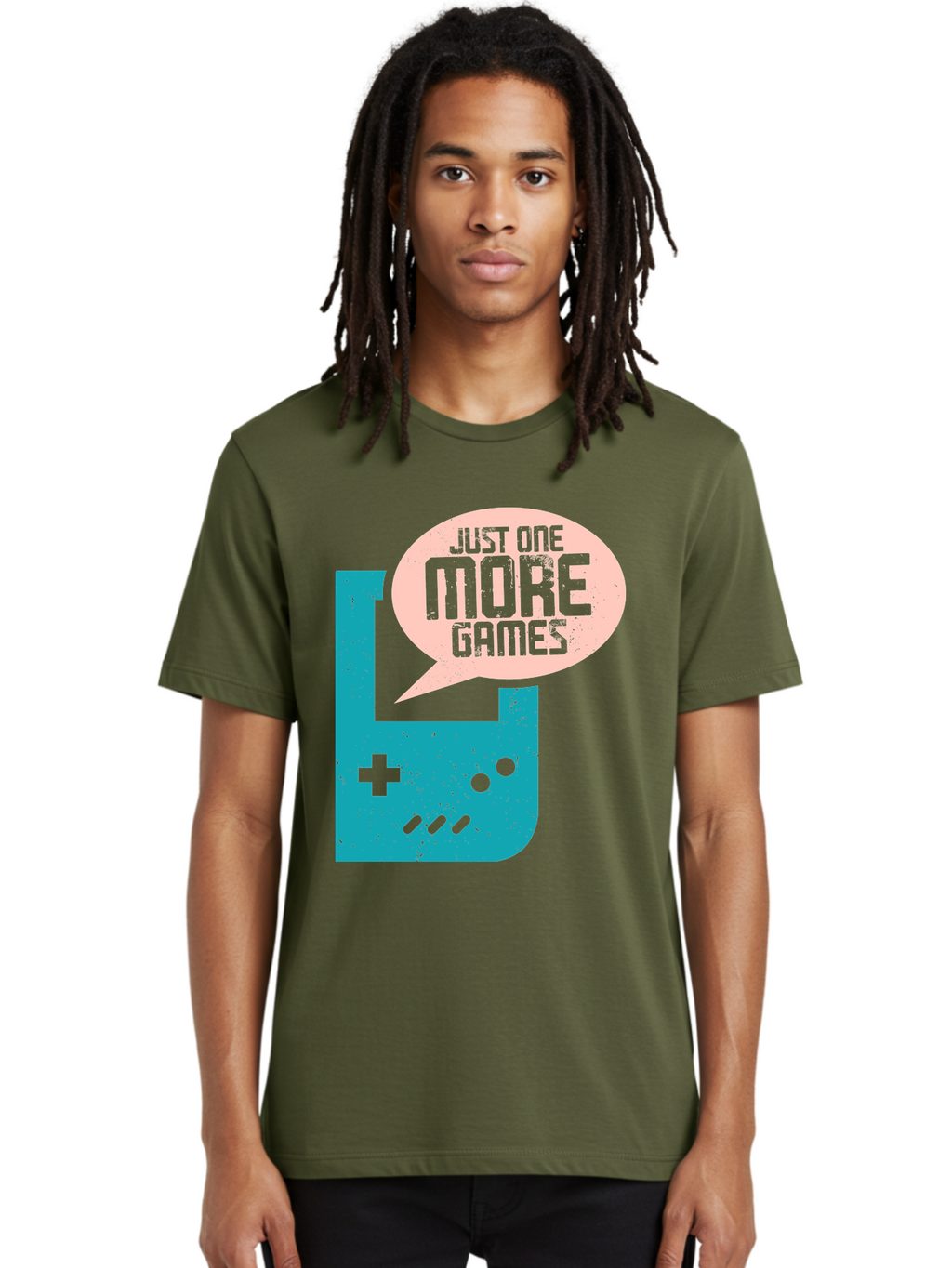 Just-One-More-Games Men'S Graphic Tee, 100% Cotton, Comfortable Casual Summer Wear, Machine Washable, Retro Gaming, Video Game Controller, Nostalgic Design, Just One More Games, Gaming Culture, Pixel Art, Retro Aesthetic, Gamer Quote, -  Aaa650