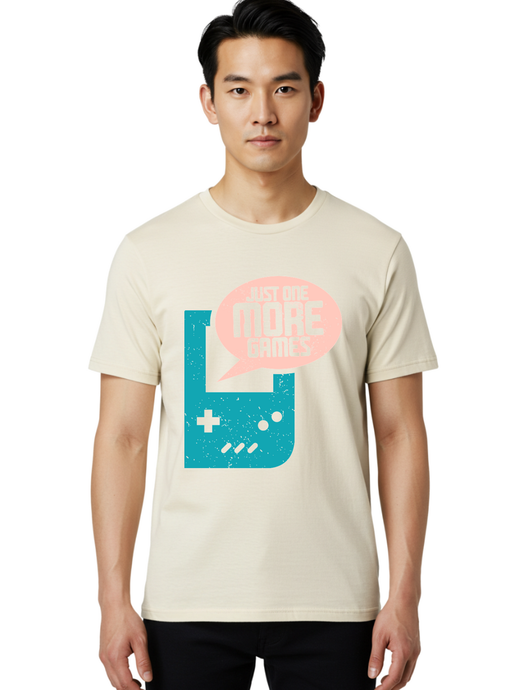 Just-One-More-Games Men'S Graphic Tee, 100% Cotton, Comfortable Casual Summer Wear, Machine Washable, Retro Gaming, Video Game Controller, Nostalgic Design, Just One More Games, Gaming Culture, Pixel Art, Retro Aesthetic, Gamer Quote, -  Aaa650
