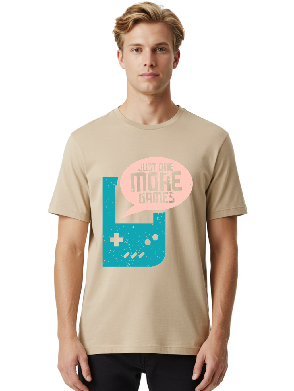 Just-One-More-Games Men'S Graphic Tee, 100% Cotton, Comfortable Casual Summer Wear, Machine Washable, Retro Gaming, Video Game Controller, Nostalgic Design, Just One More Games, Gaming Culture, Pixel Art, Retro Aesthetic, Gamer Quote, -  Aaa650
