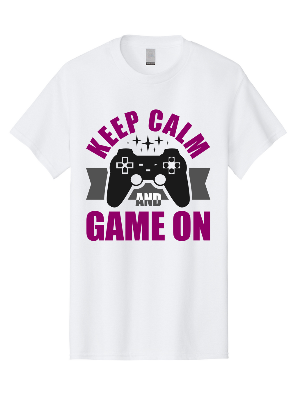 Keep-Calm-And-Game-On Men'S Graphic Tee, 100% Cotton, Comfortable Casual Summer Wear, Machine Washable, Gaming Inspiration, Motivational Quote, Video Game Controller, Keep Calm, Game On, Gaming Quote, Motivational Poster, -  Aaa651