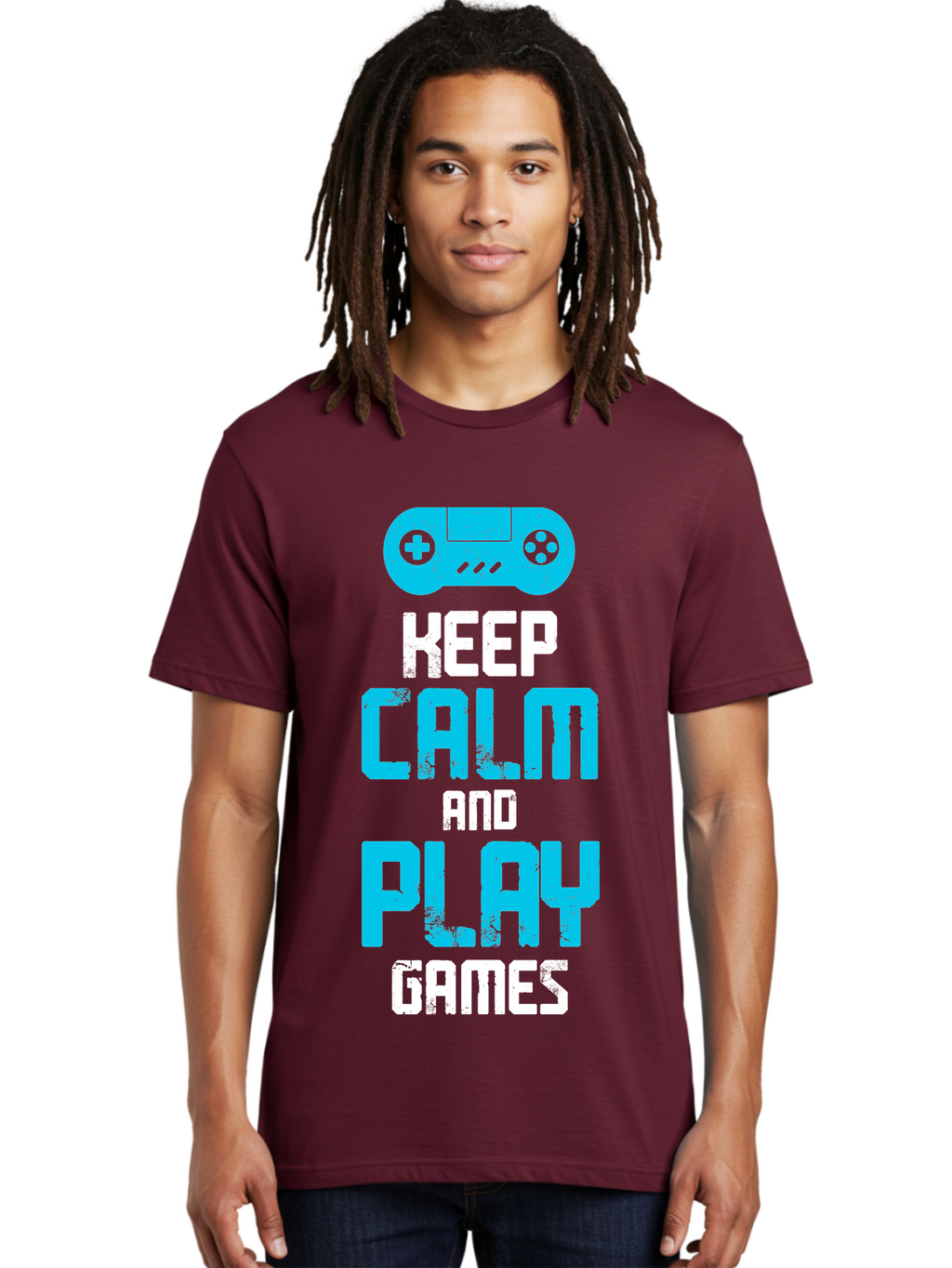 Keep-Calm-And-Play-Games Men'S Graphic Tee, 100% Cotton, Comfortable Casual Summer Wear, Machine Washable, Gaming Poster, Playful Design, Keep Calm Parody, Video Game Controller, Gamer Gift, Retro Gaming Style, Fun Typography, -  Aaa652