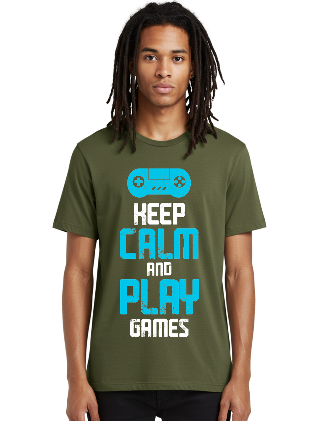 Keep-Calm-And-Play-Games Men'S Graphic Tee, 100% Cotton, Comfortable Casual Summer Wear, Machine Washable, Gaming Poster, Playful Design, Keep Calm Parody, Video Game Controller, Gamer Gift, Retro Gaming Style, Fun Typography, -  Aaa652