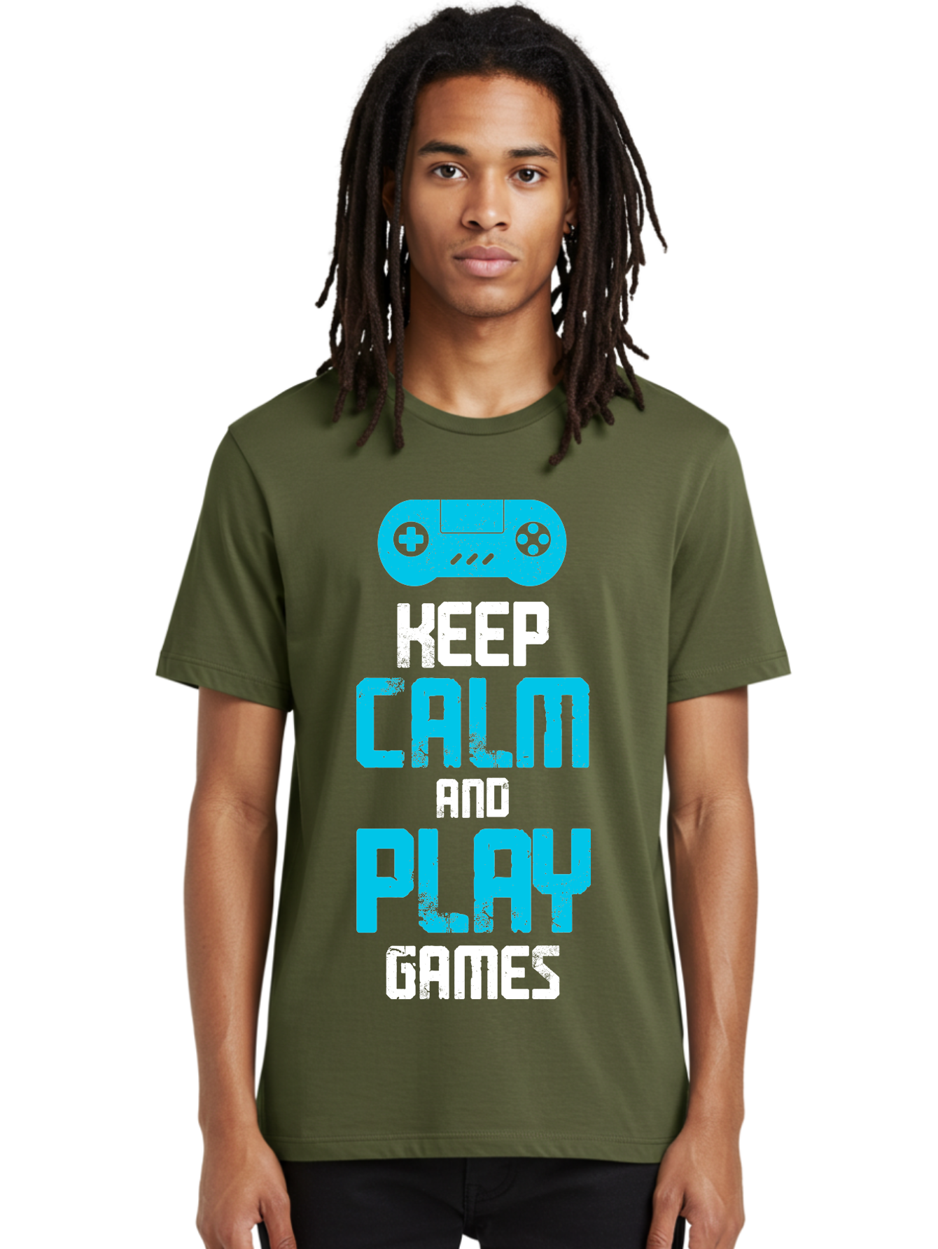Keep-Calm-And-Play-Games Men'S Graphic Tee, 100% Cotton, Comfortable Casual Summer Wear, Machine Washable, Gaming Poster, Playful Design, Keep Calm Parody, Video Game Controller, Gamer Gift, Retro Gaming Style, Fun Typography, -  Aaa652