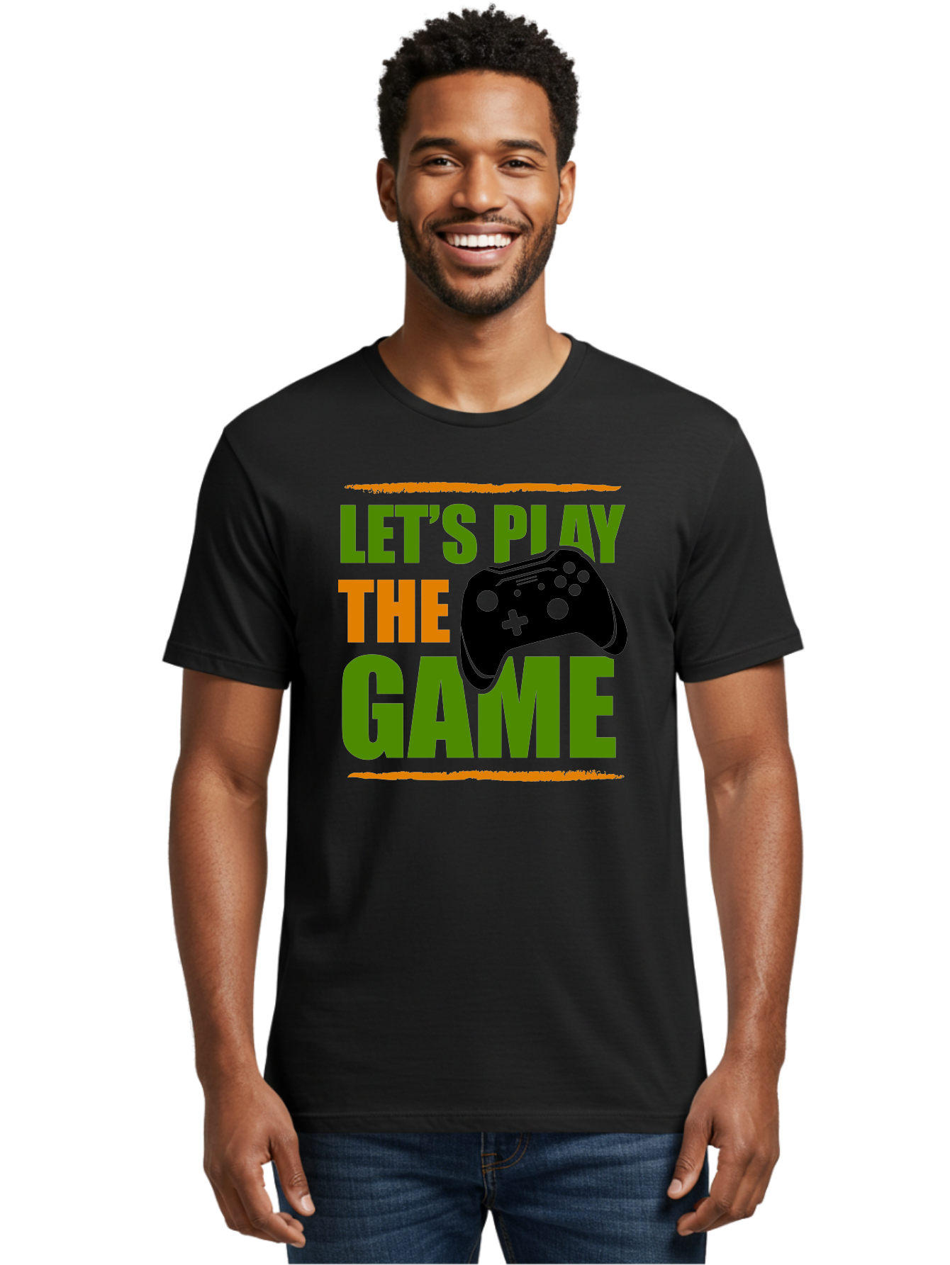 Let-S-Play-Game Men'S Graphic Tee, 100% Cotton, Comfortable Casual Summer Wear, Machine Washable, Game Controller, Playful Vibe, Gaming Inspiration, Let'S Play, Fun Gaming, Video Game, Gaming Culture, Gaming Community, Game On -  Aaa653