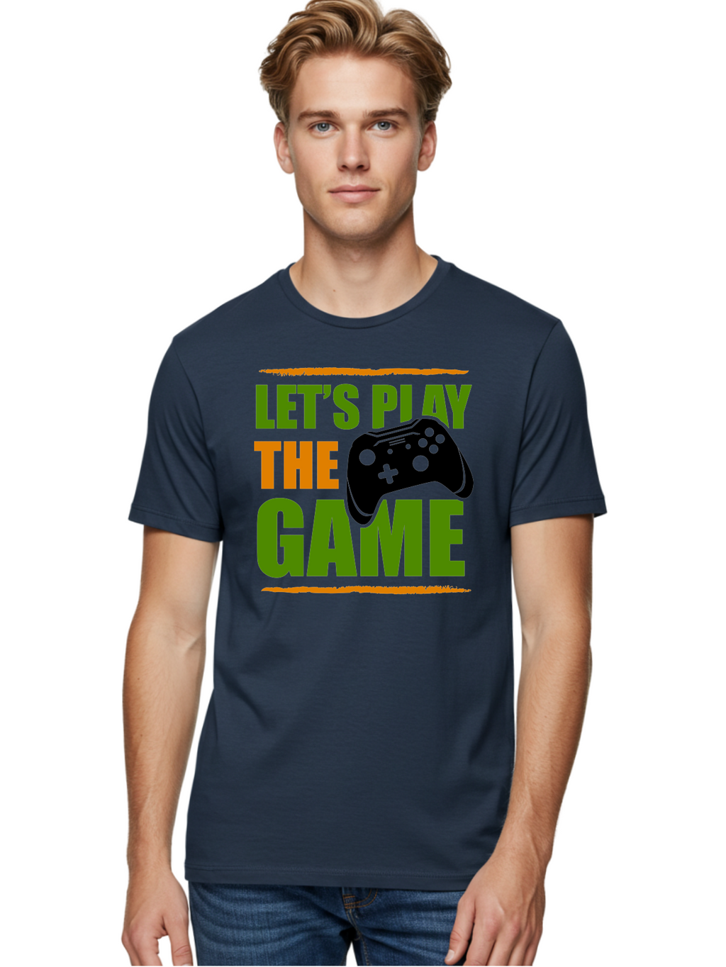 Let-S-Play-Game Men'S Graphic Tee, 100% Cotton, Comfortable Casual Summer Wear, Machine Washable, Game Controller, Playful Vibe, Gaming Inspiration, Let'S Play, Fun Gaming, Video Game, Gaming Culture, Gaming Community, Game On -  Aaa653