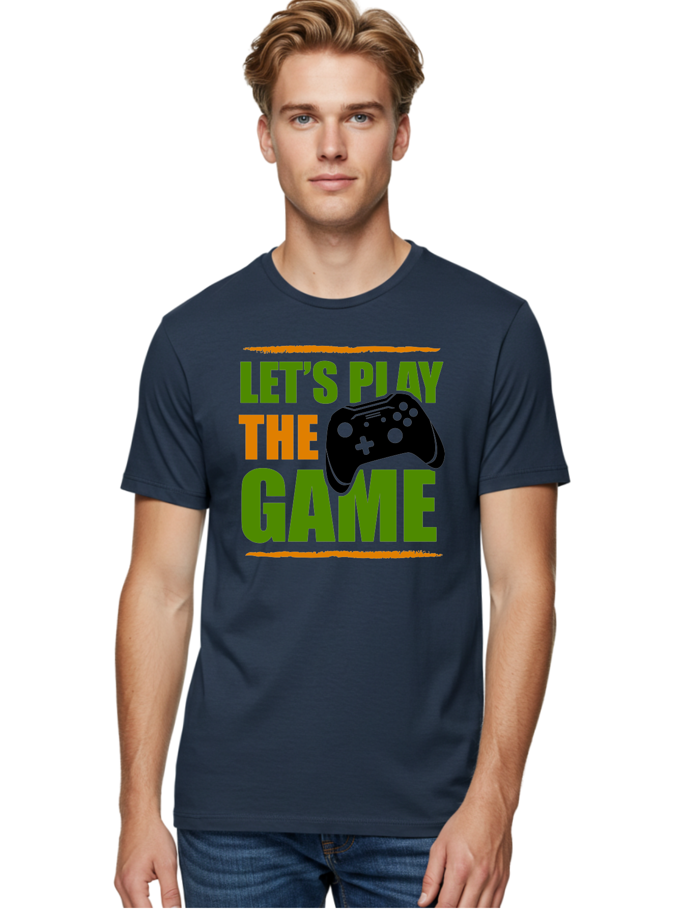 Let-S-Play-Game Men'S Graphic Tee, 100% Cotton, Comfortable Casual Summer Wear, Machine Washable, Game Controller, Playful Vibe, Gaming Inspiration, Let'S Play, Fun Gaming, Video Game, Gaming Culture, Gaming Community, Game On -  Aaa653