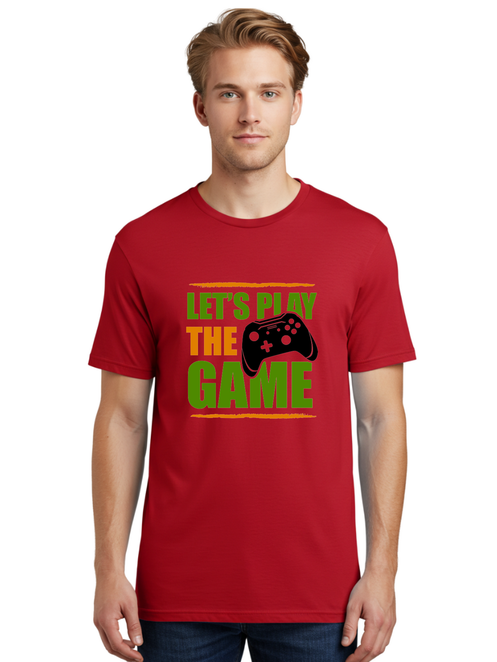 Let-S-Play-Game Men'S Graphic Tee, 100% Cotton, Comfortable Casual Summer Wear, Machine Washable, Game Controller, Playful Vibe, Gaming Inspiration, Let'S Play, Fun Gaming, Video Game, Gaming Culture, Gaming Community, Game On -  Aaa653