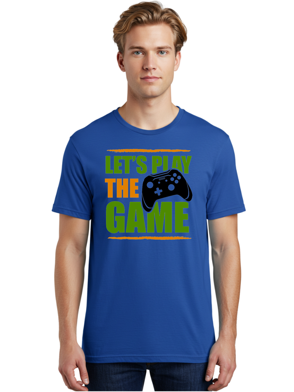 Let-S-Play-Game Men'S Graphic Tee, 100% Cotton, Comfortable Casual Summer Wear, Machine Washable, Game Controller, Playful Vibe, Gaming Inspiration, Let'S Play, Fun Gaming, Video Game, Gaming Culture, Gaming Community, Game On -  Aaa653