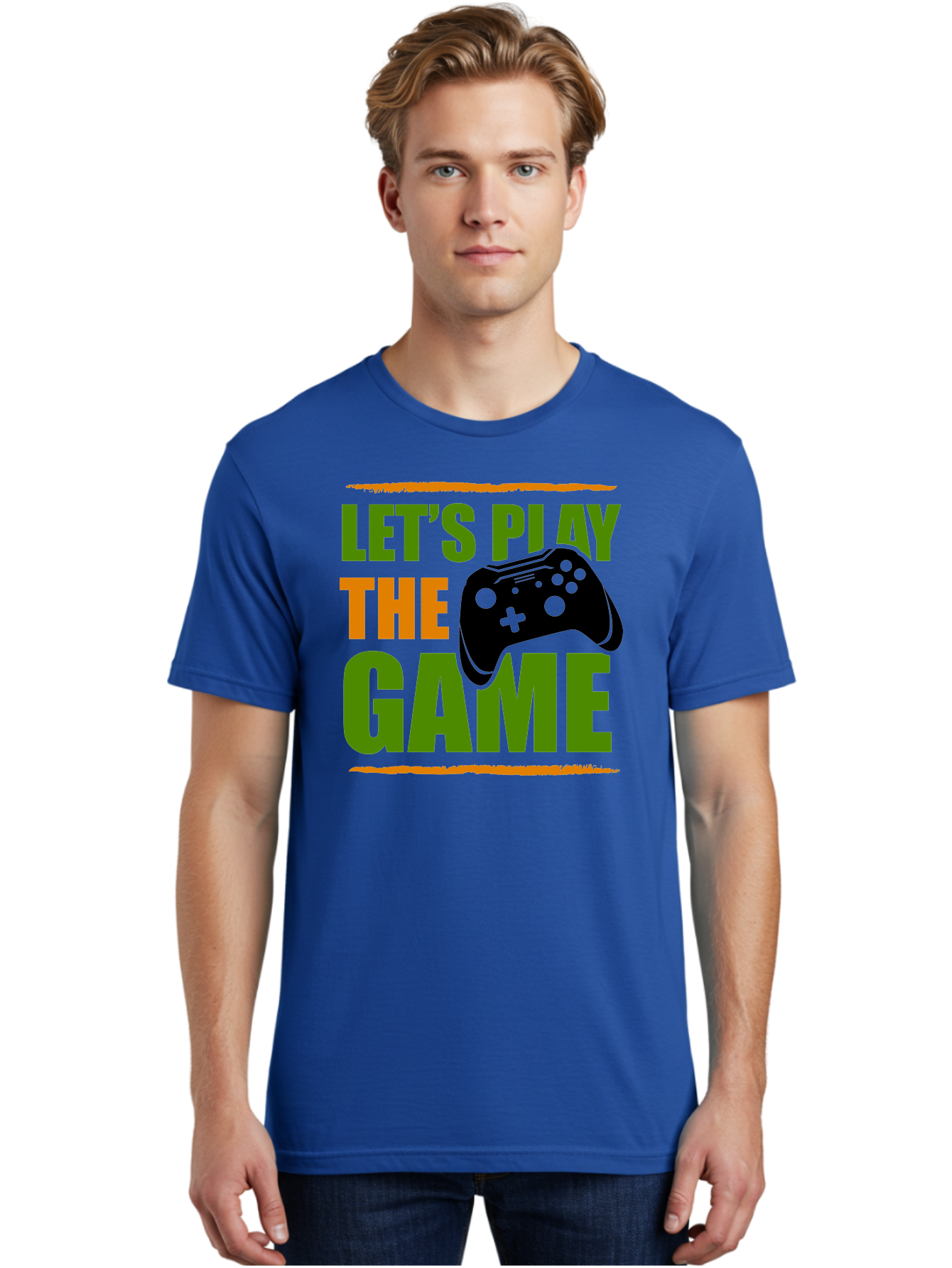 Let-S-Play-Game Men'S Graphic Tee, 100% Cotton, Comfortable Casual Summer Wear, Machine Washable, Game Controller, Playful Vibe, Gaming Inspiration, Let'S Play, Fun Gaming, Video Game, Gaming Culture, Gaming Community, Game On -  Aaa653