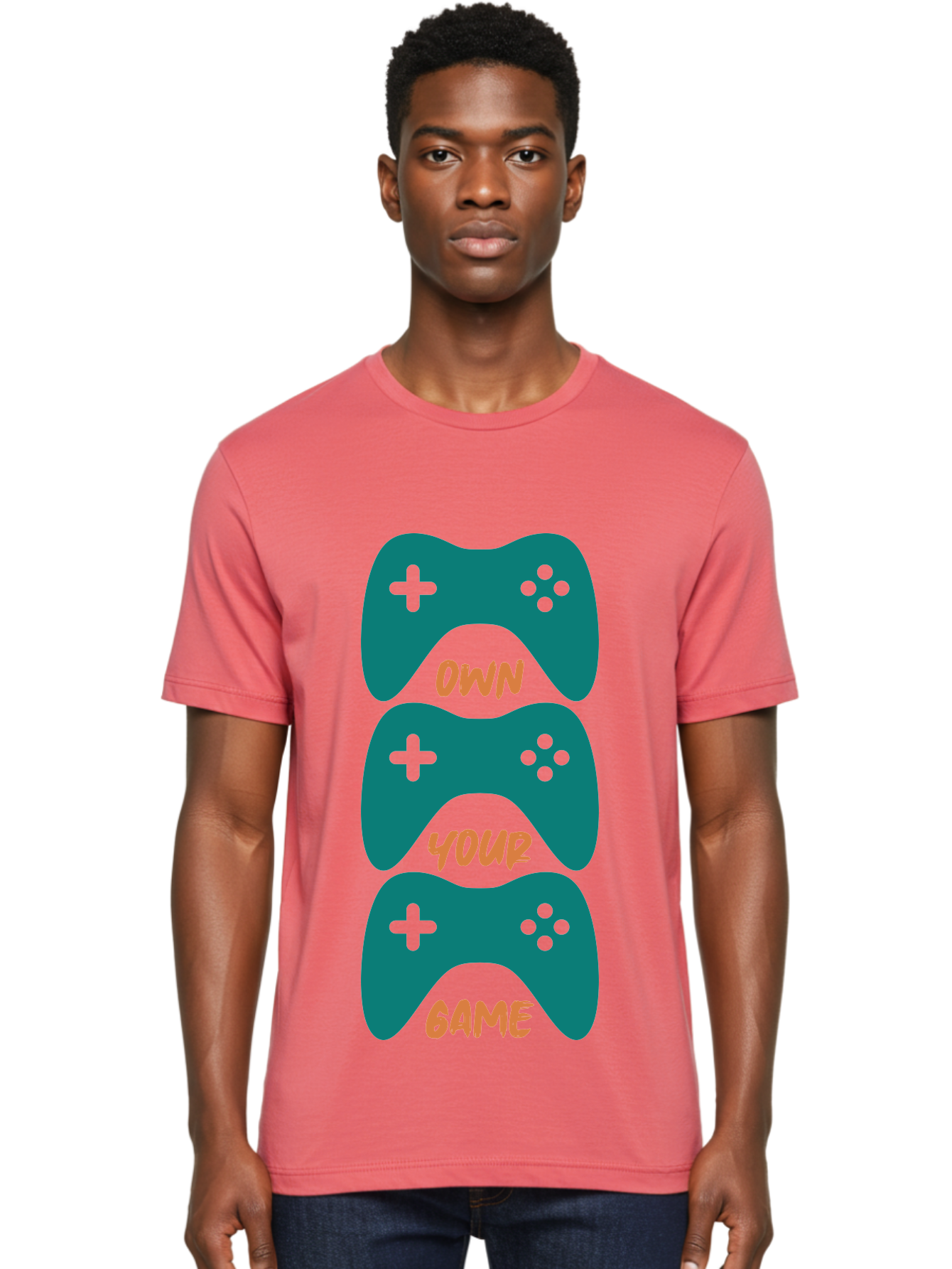 Own-Your-Game Men'S Graphic Tee, 100% Cotton, Comfortable Casual Summer Wear, Machine Washable, Video Game Controllers, Gaming, Gaming Culture, Own Your Game, Game Controllers, Playful Design, Console Gaming, Motivational Quote -  Aaa655